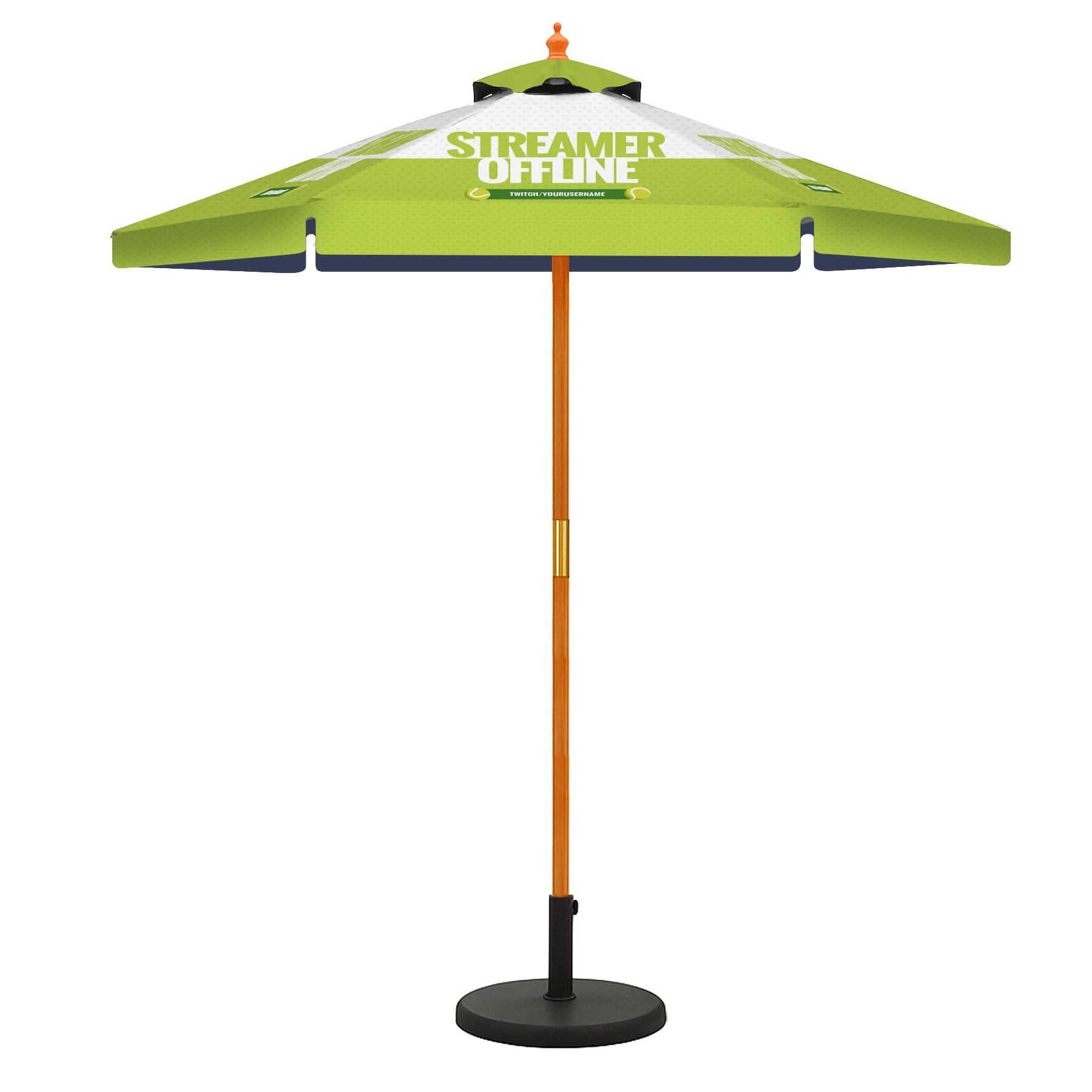 7' Full Color Wooden Frame Market Umbrella
