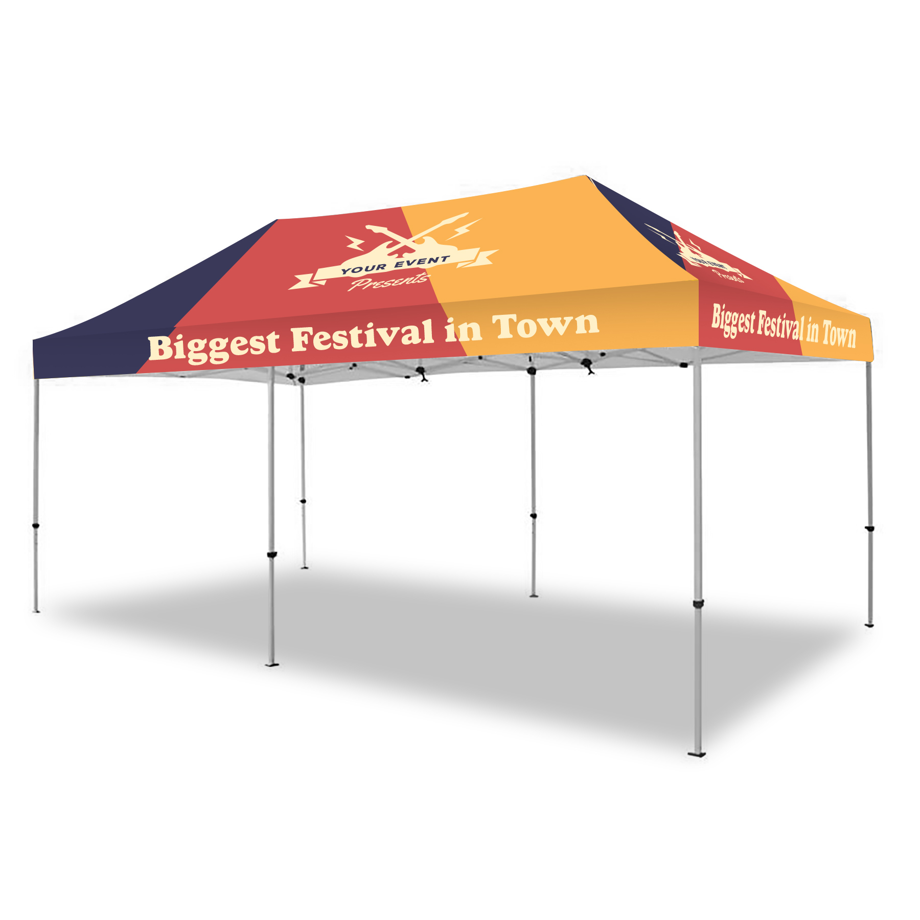 10'x20' Hexagonal Pop-Up Canopy with Full Bleed Sublimated Graphics - Aluminum Frame Kit