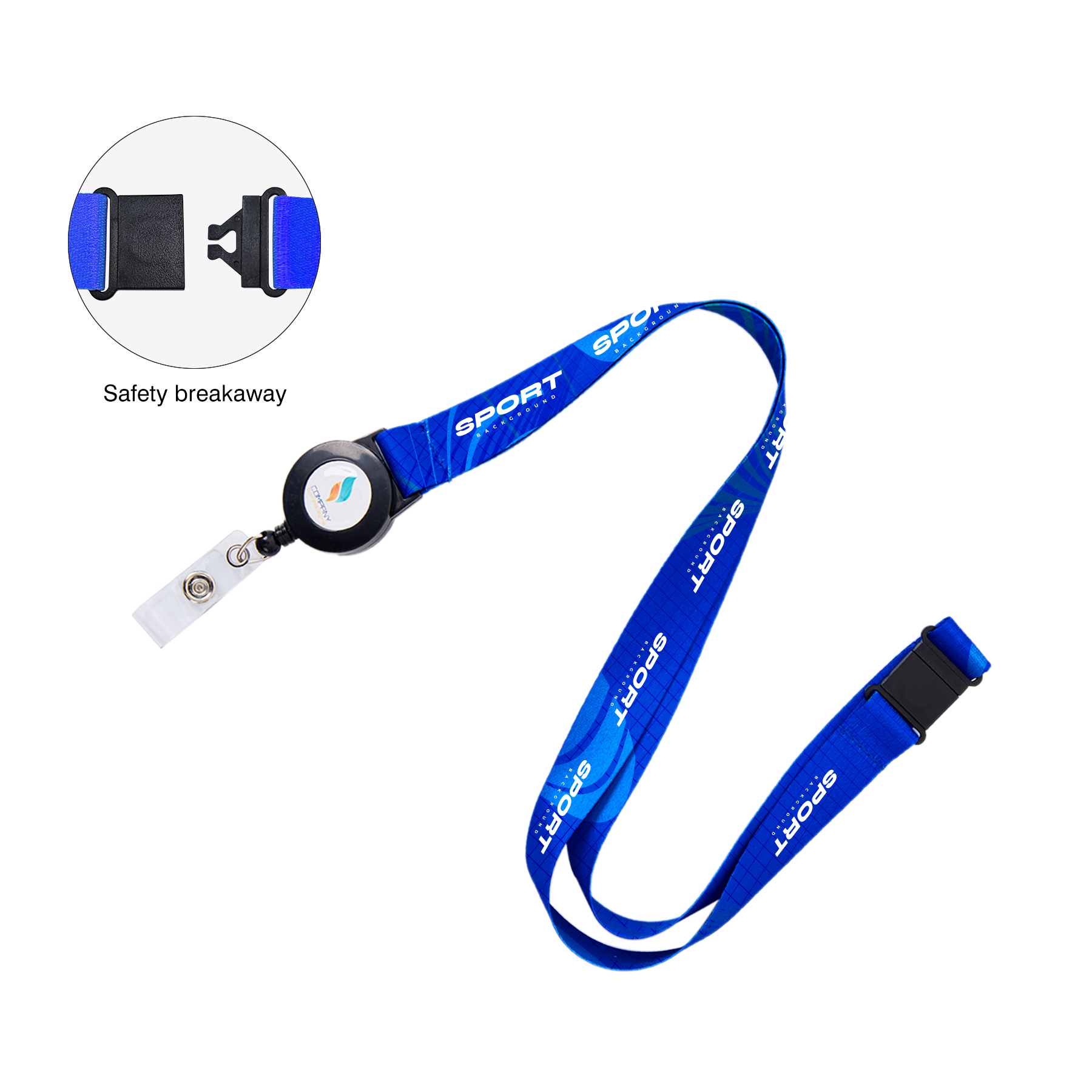 3/4-Inch Custom Printed Badge Reel & Lanyard Set