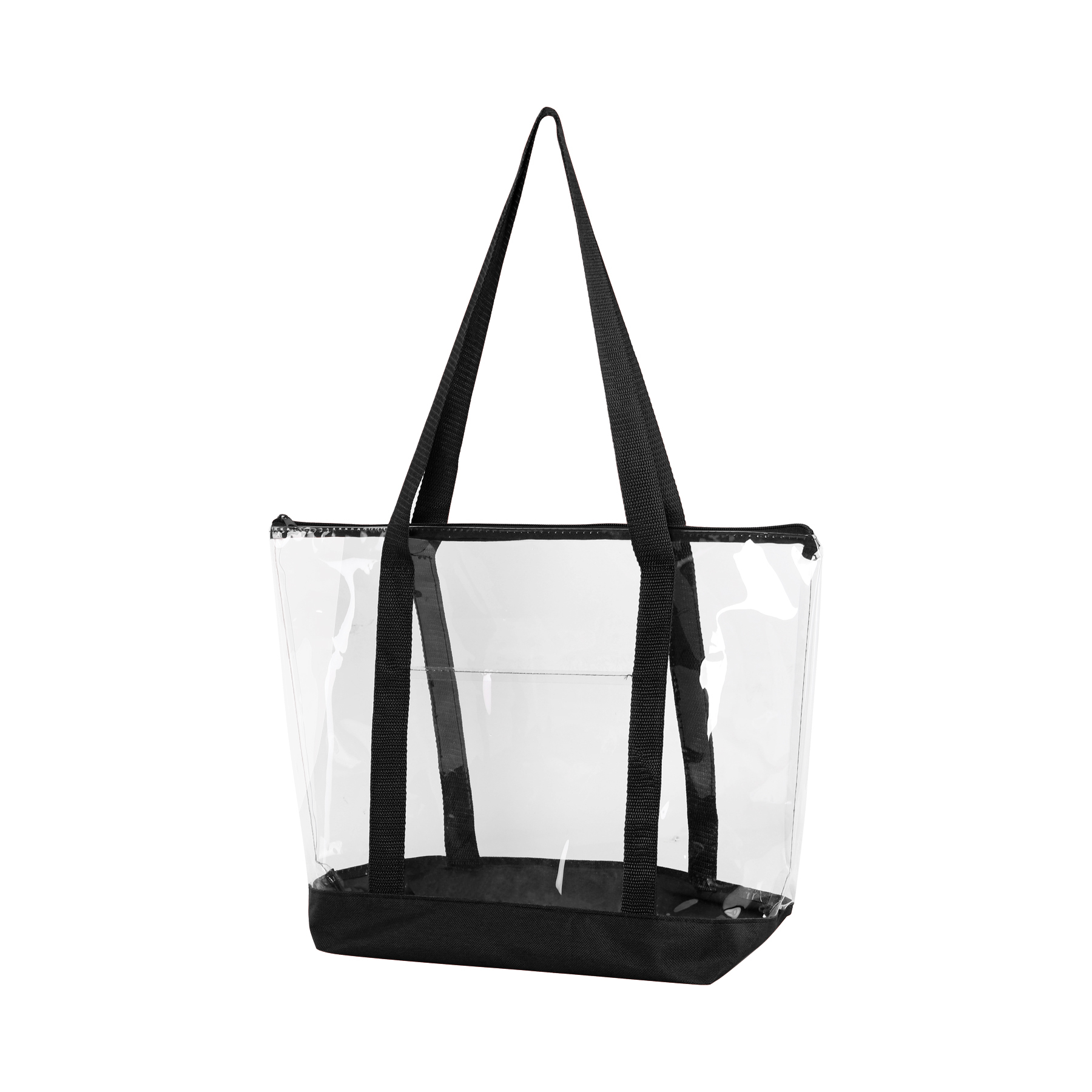 Transparent Zippered Tote Bag With Pocket
