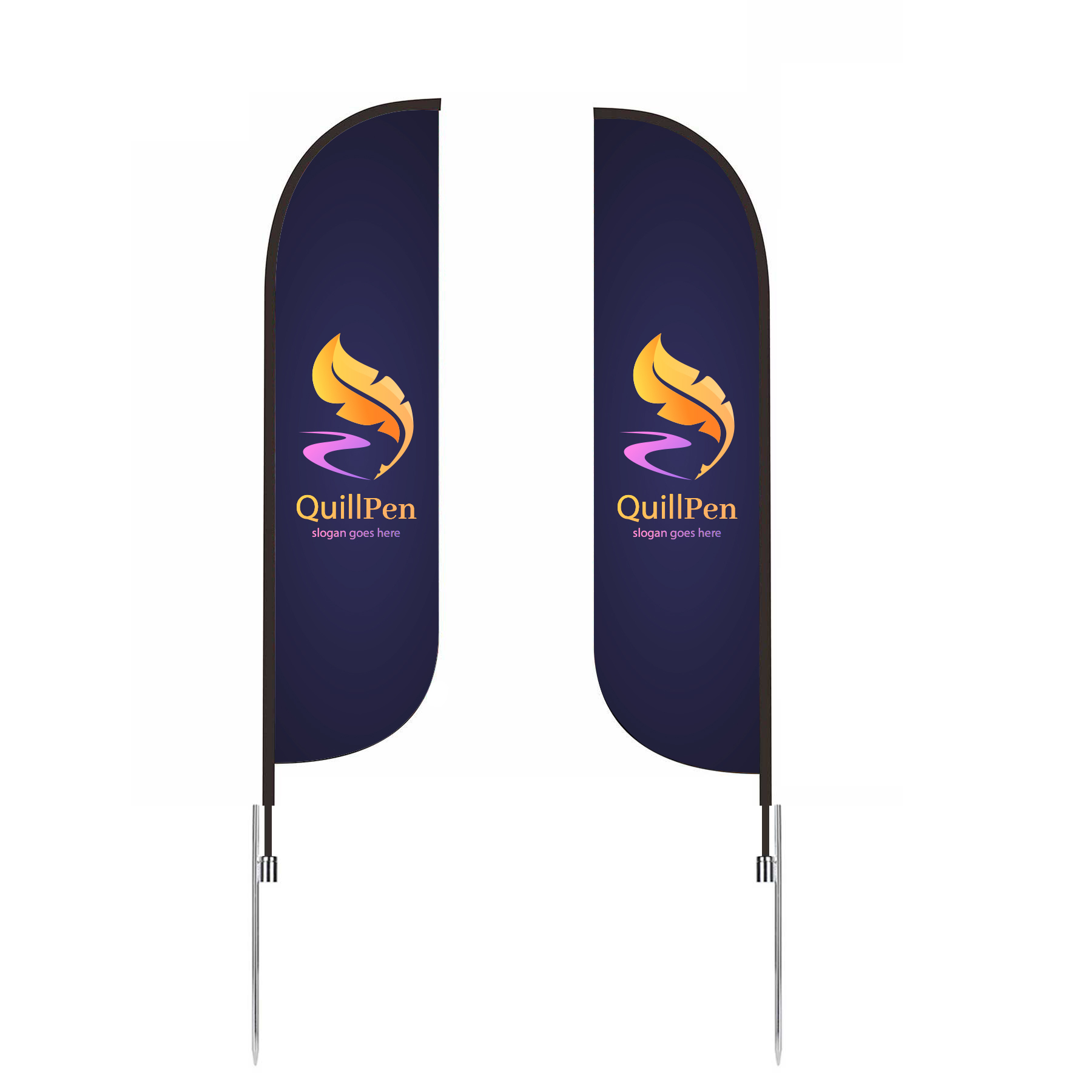 13' Double-Sided Custom Feather Flag with Spike Base – Knit Fabric