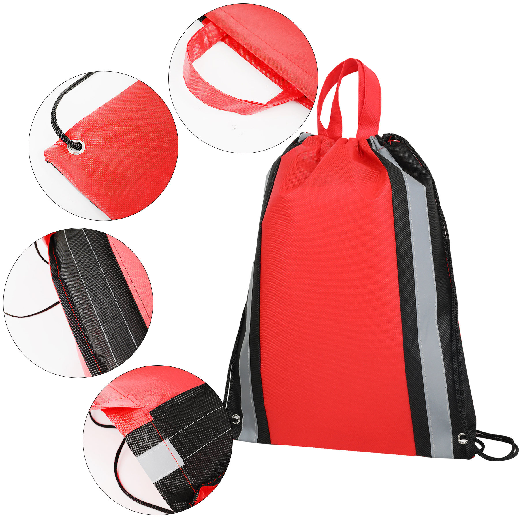 Reflective Strip Non-Woven Drawstring Bag