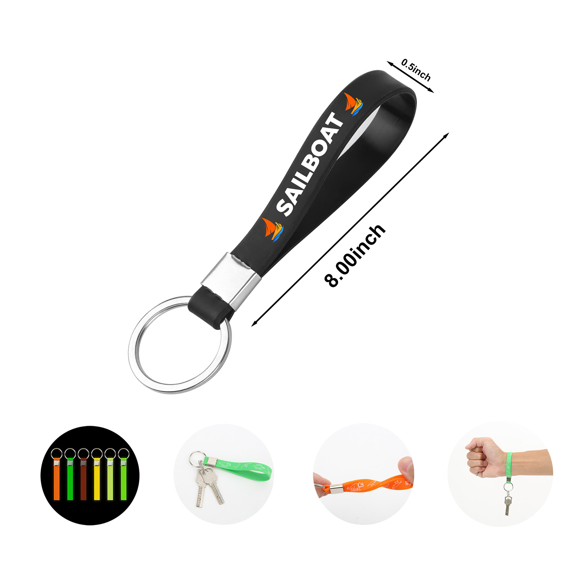 Printed Silicone Wristband Keychain
