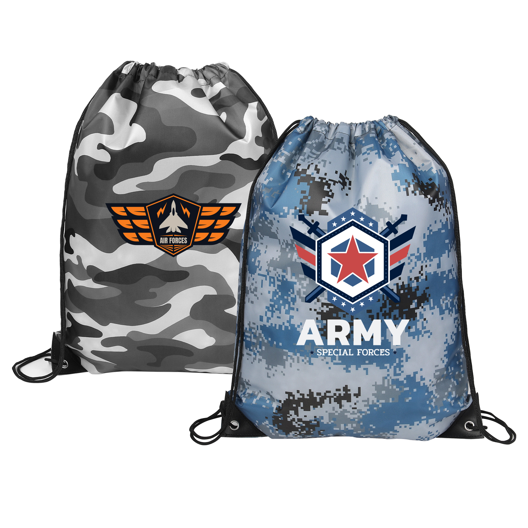 Waterproof 210D Camo Drawstring Backpack