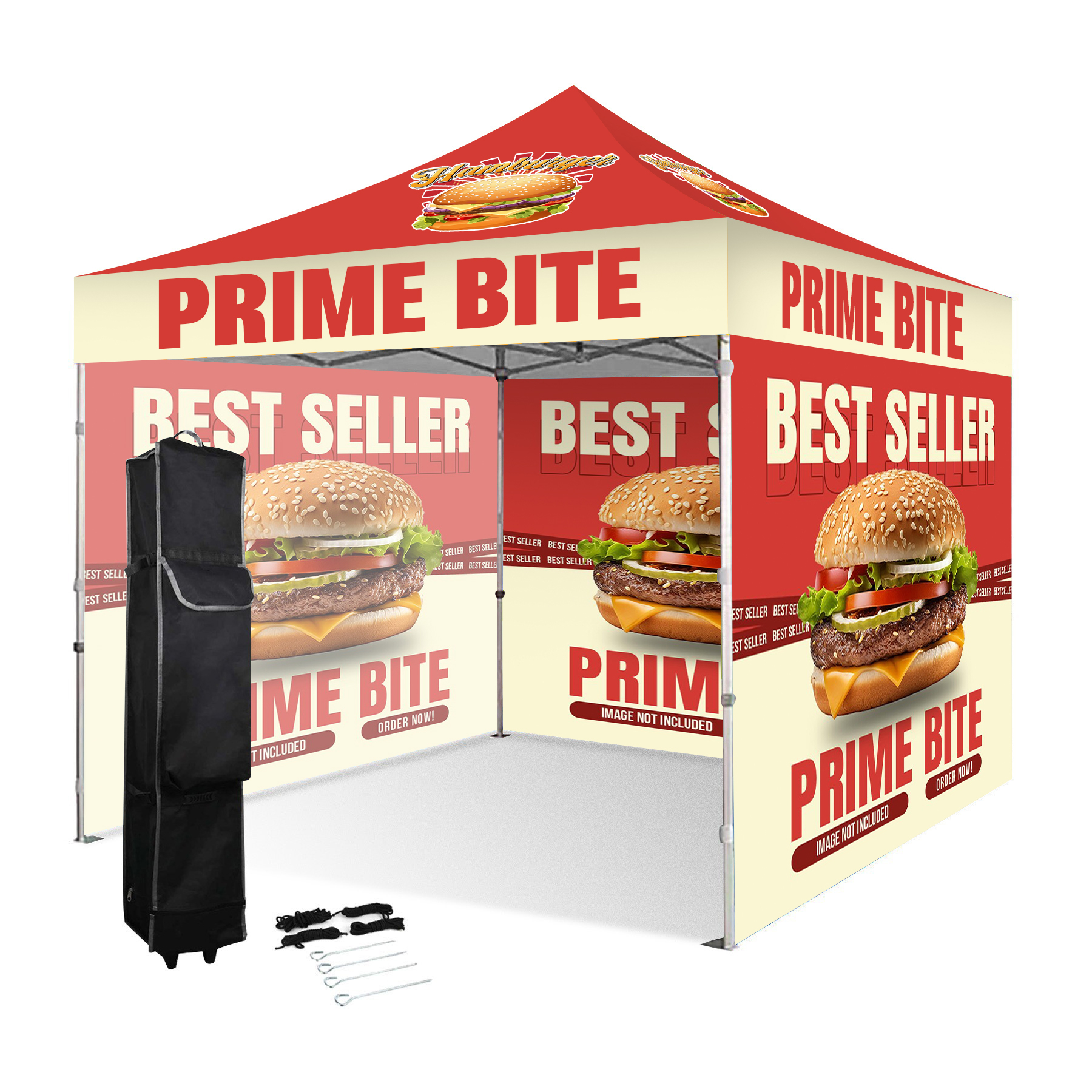 10' x 10' Heavy Duty Pop Up Tent Kit w/ 3 Full Walls ( Dye Sublimation)