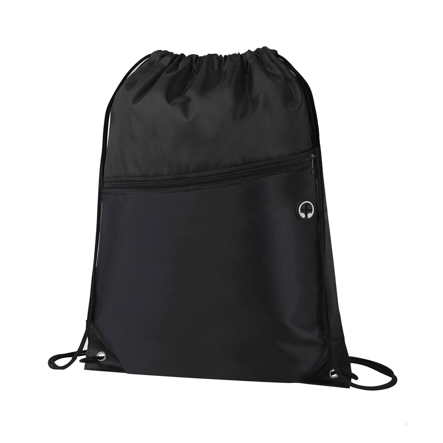 Dual-Tone Drawstring Backpack With Front Zipper