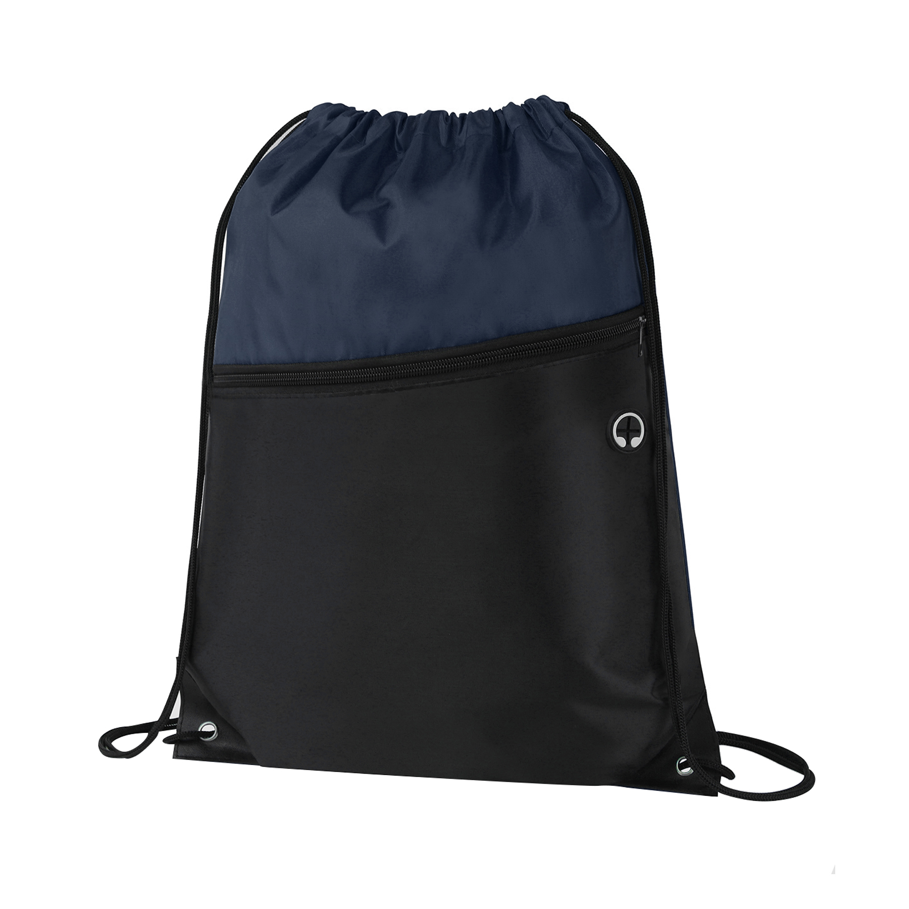 Dual-Tone Drawstring Backpack With Front Zipper