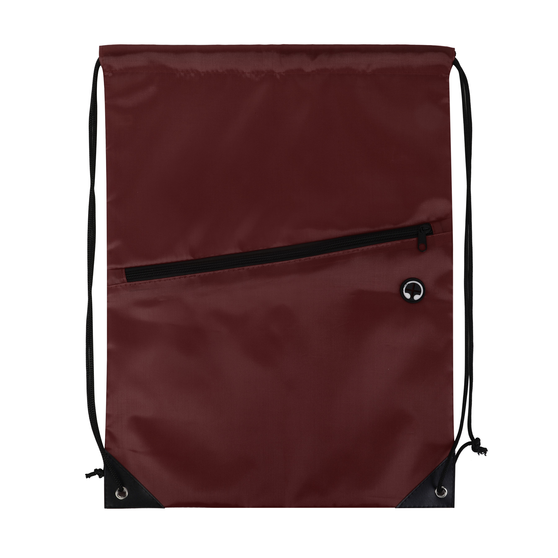 Drawstring Backpack with Secure Front Zip Pocket