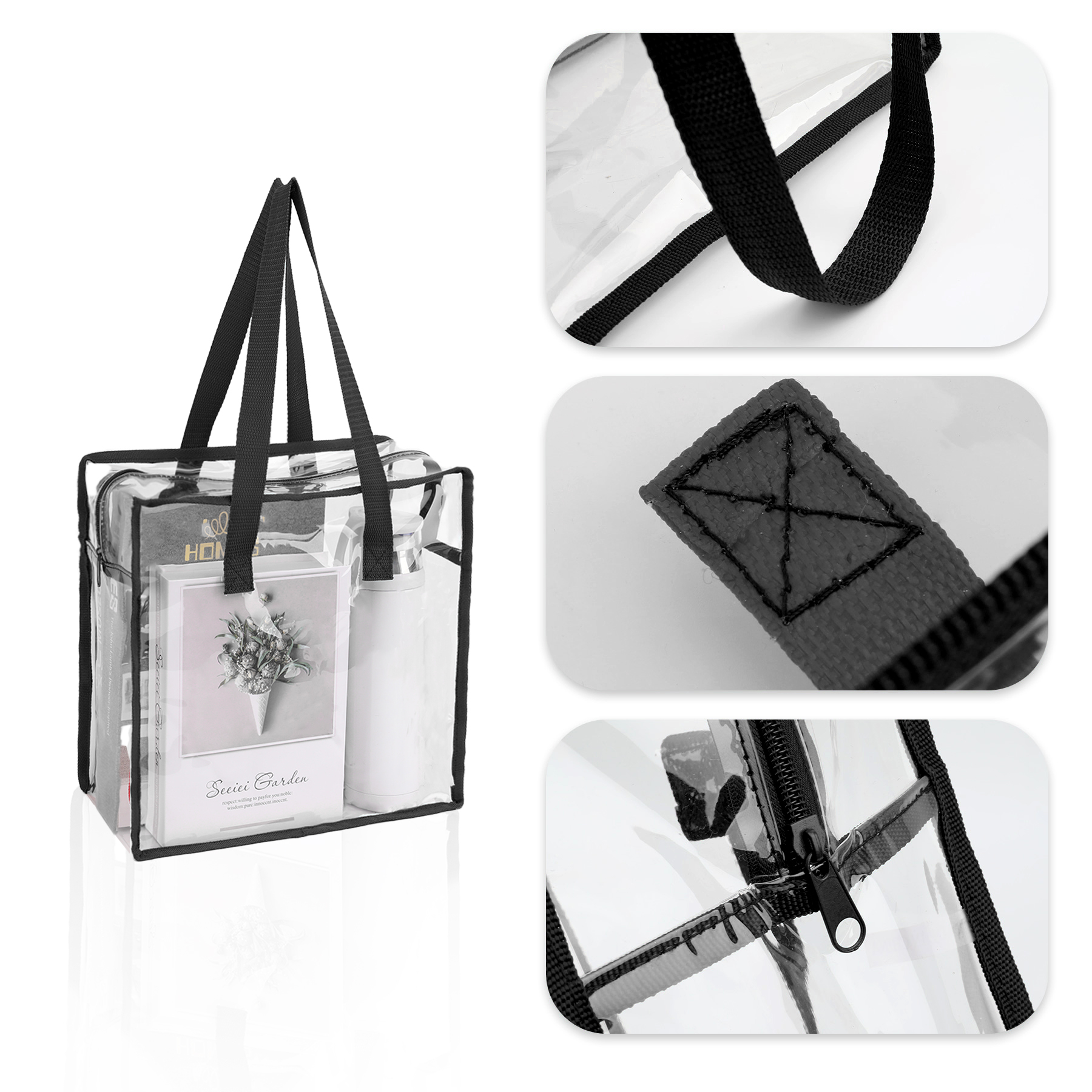 Transparent Vinyl Stadium Compliant Zippered Tote Bag