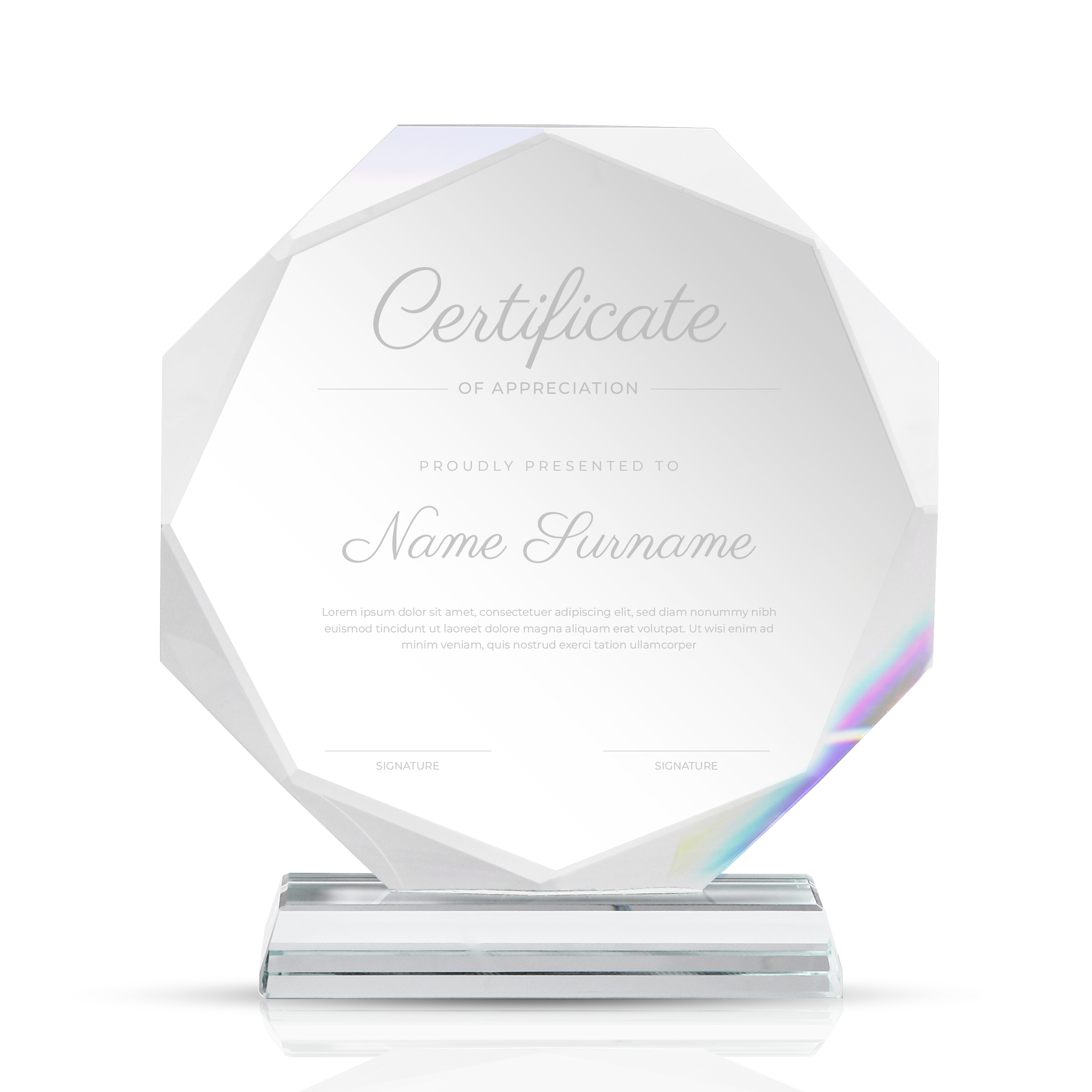 Round Faceted Crystal Award with Clear Base