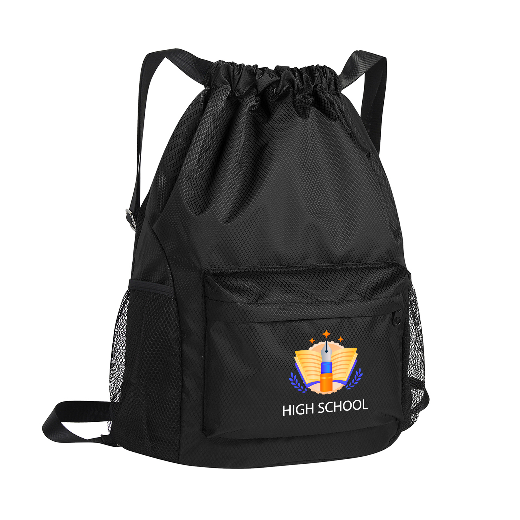 Waterproof Backpack with Drawstring and Mesh Pockets