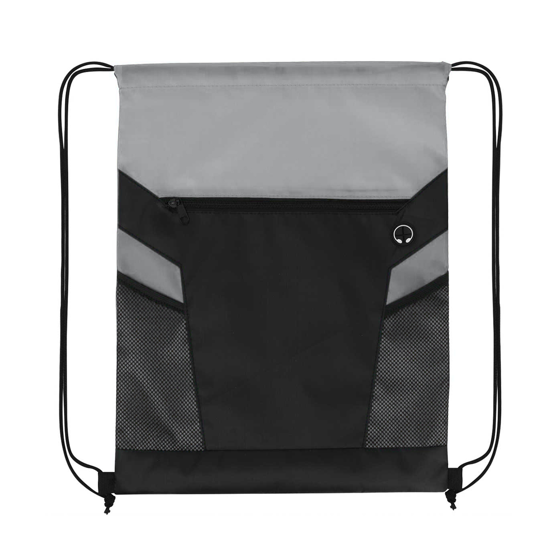 Zippered Drawstring Bag With Mesh Pockets