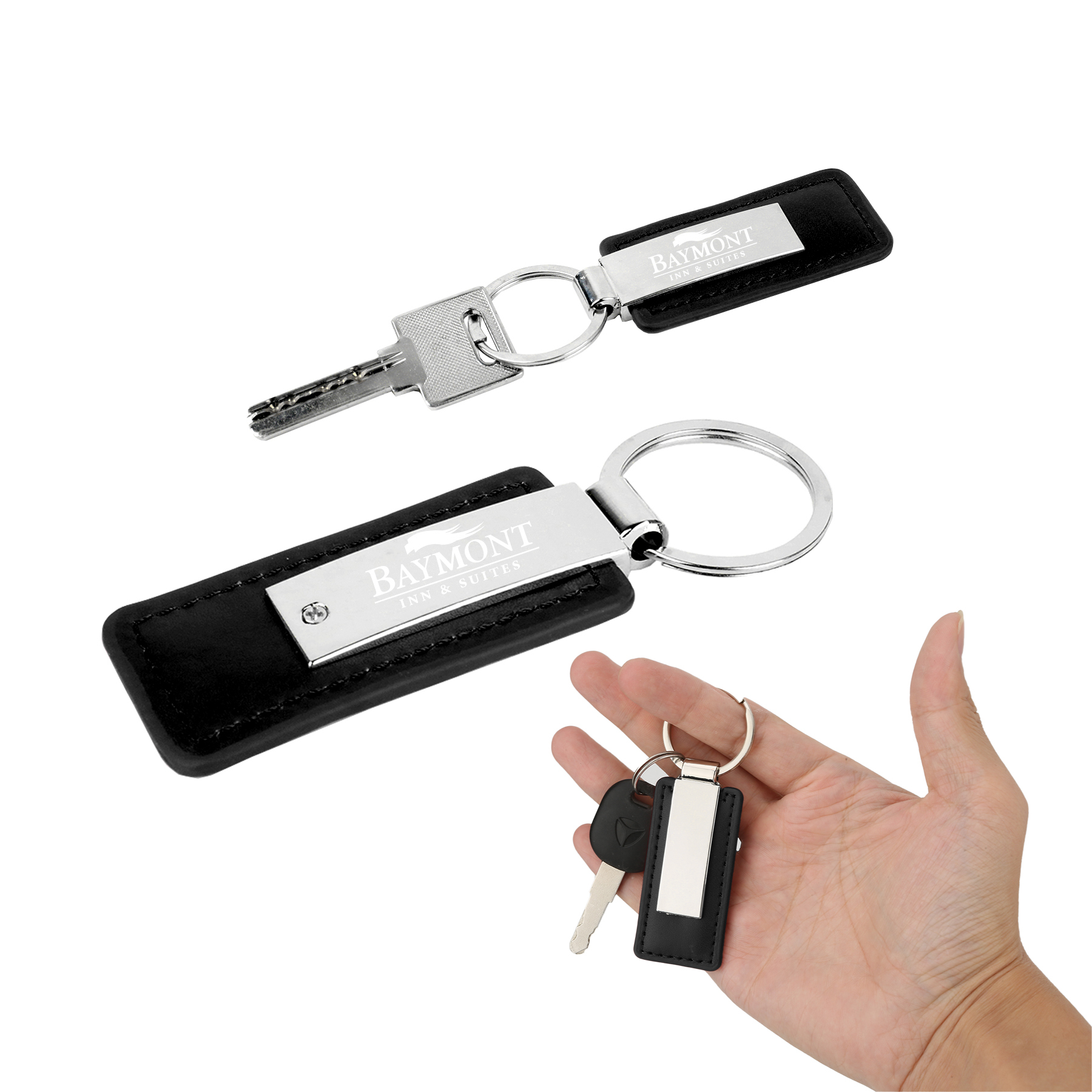 Premium PU Leather Keychain with Metal Accents