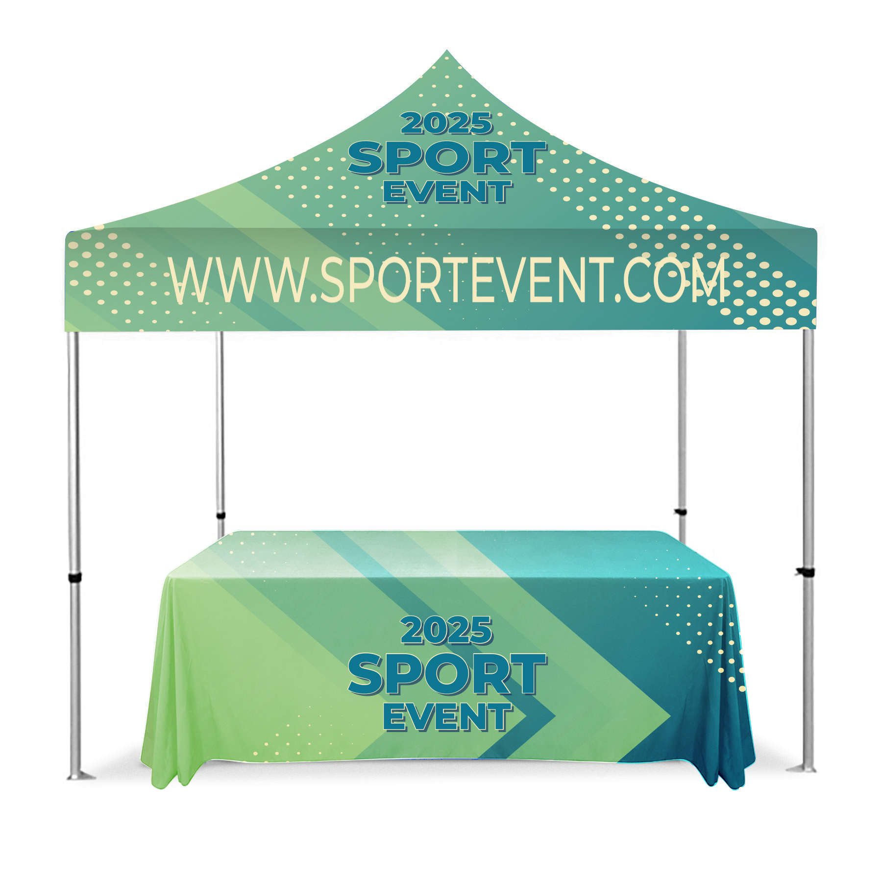 Commercial 10'x10' Full Print Canopy Tent Package w/6ft Matching Table Drape