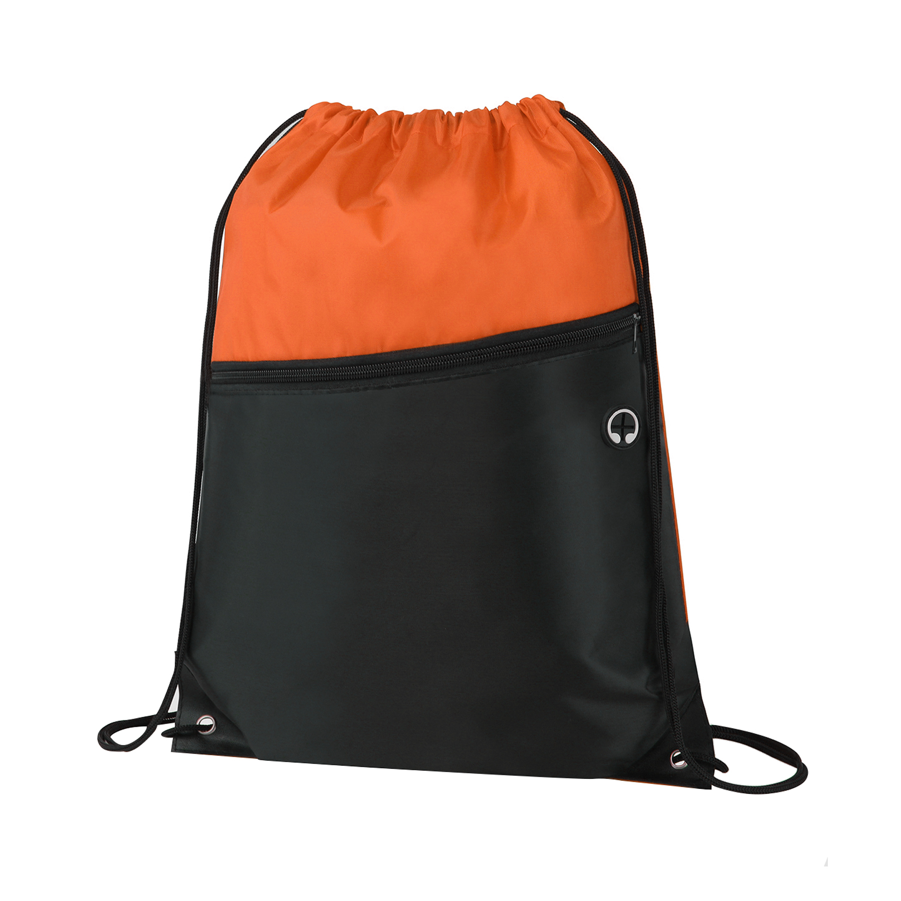 Dual-Tone Drawstring Backpack With Front Zipper