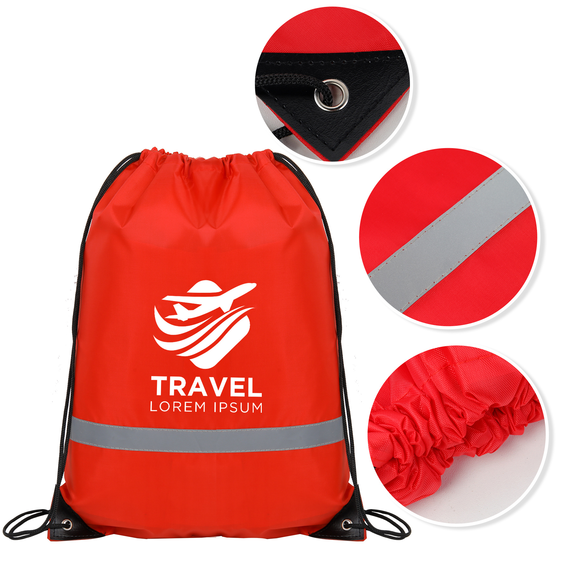 Reflective Polyester Drawstring Bag