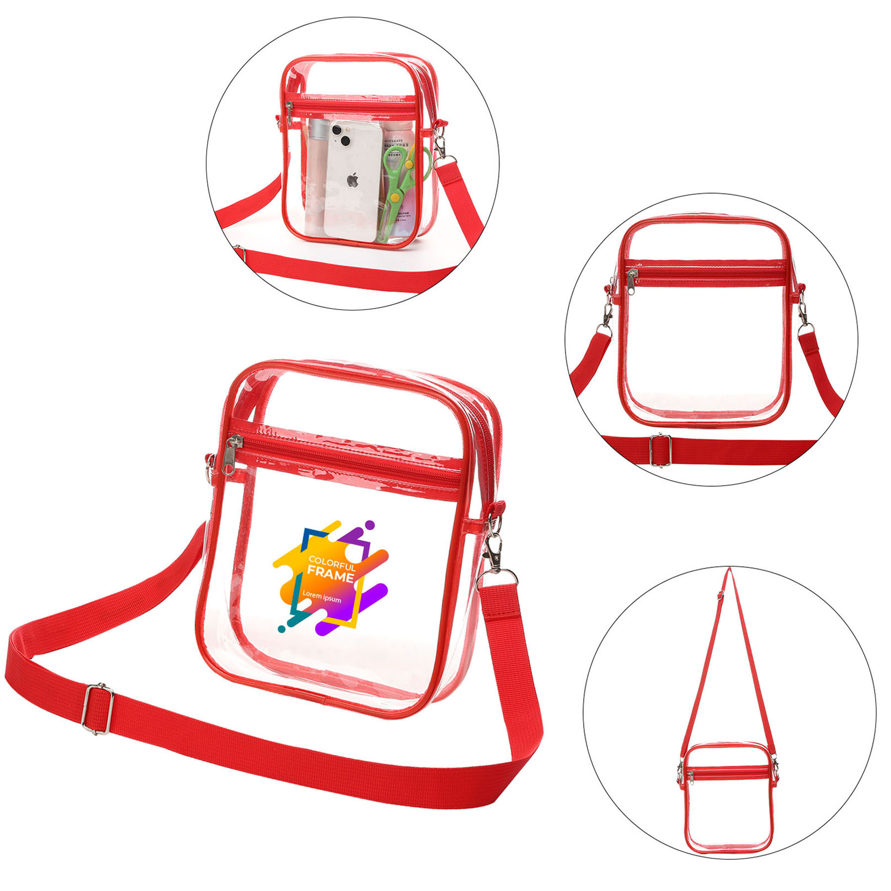 Transparent PVC Crossbody Stadium Bag