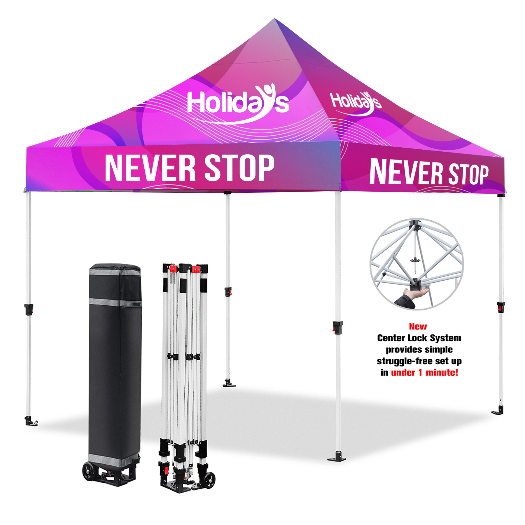 Heavy - Duty 10' x 10' Pop - Up Tent with Dye - Sublimated Canopy