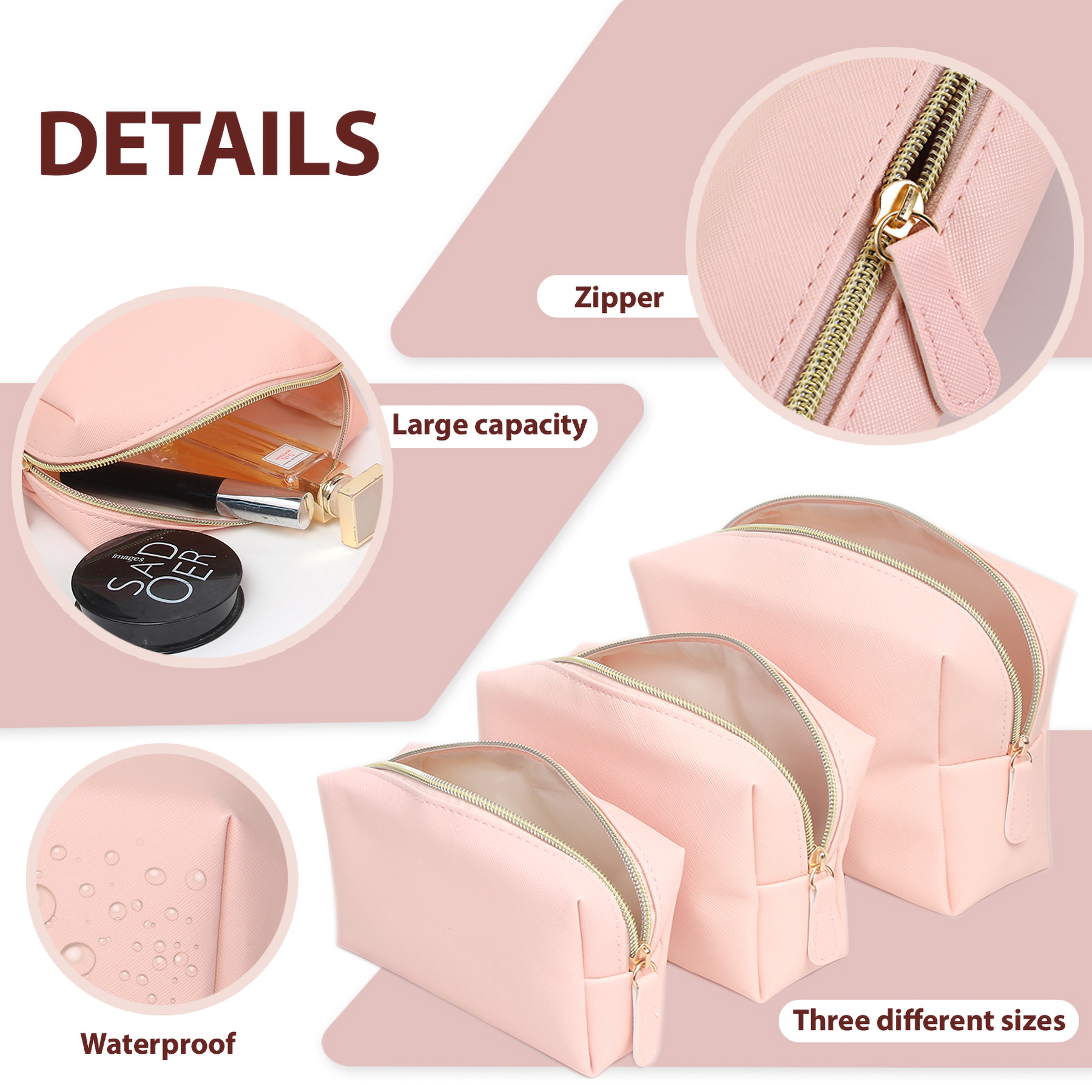 PU Leather Portable Makeup Bag