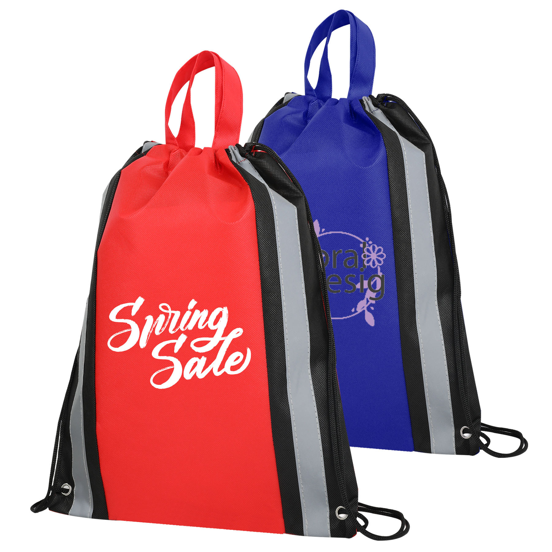 Reflective Strip Non-Woven Drawstring Bag