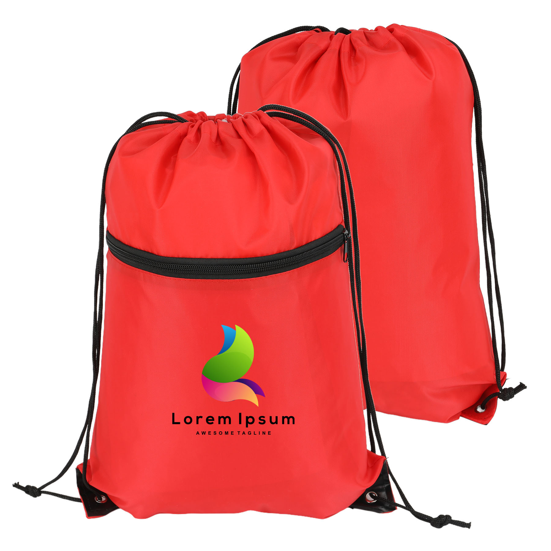 Zippered Sports Drawstring Backpack