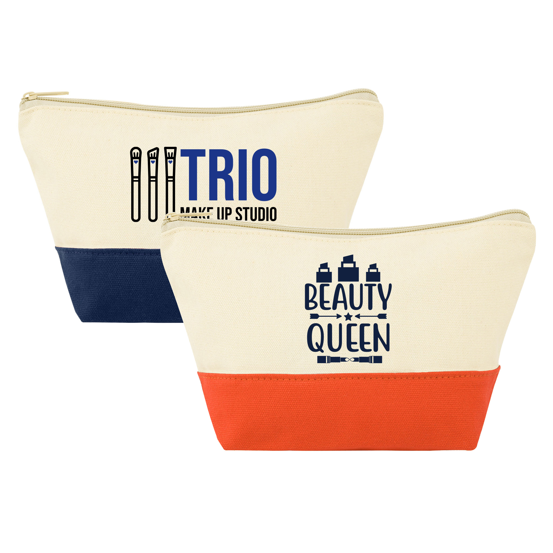 Two-Tone Canvas Makeup Pouch