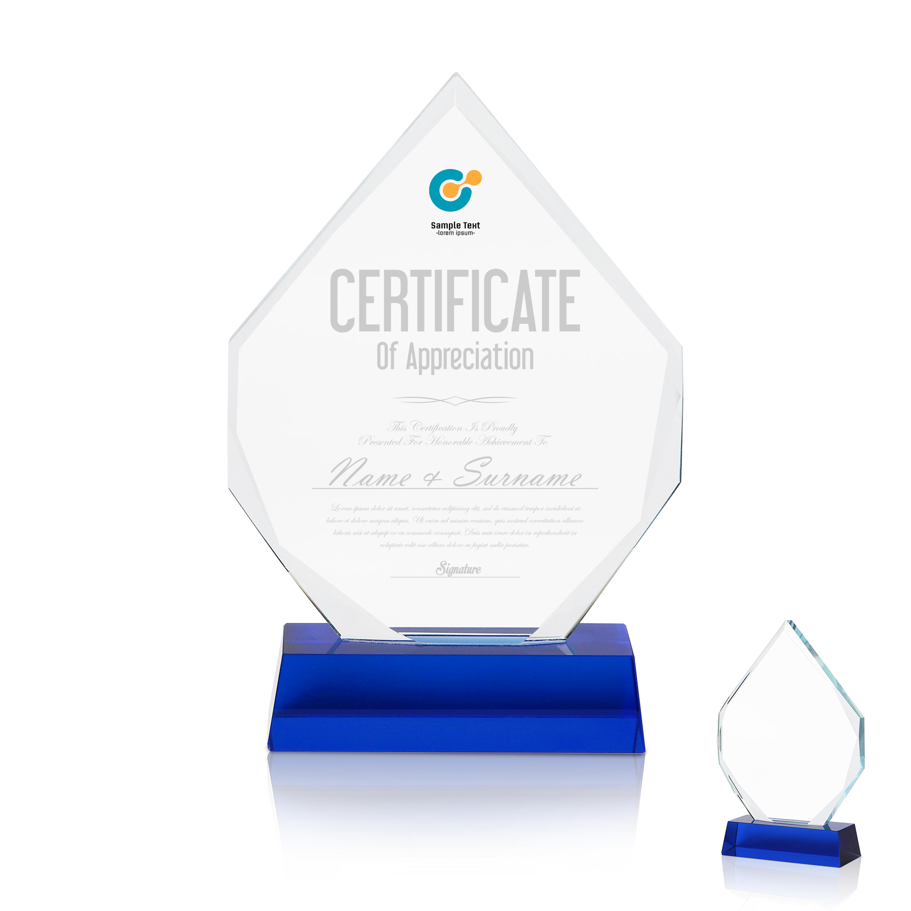 Blue Base Crystal Diamond Award