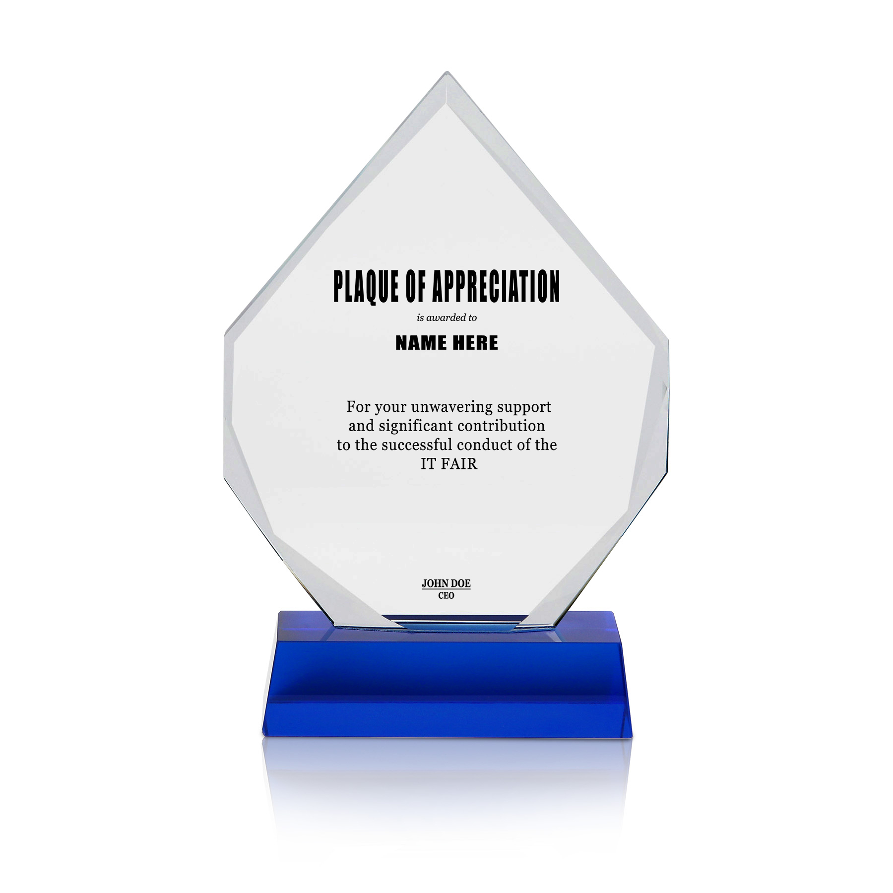 Blue Base Crystal Diamond Award
