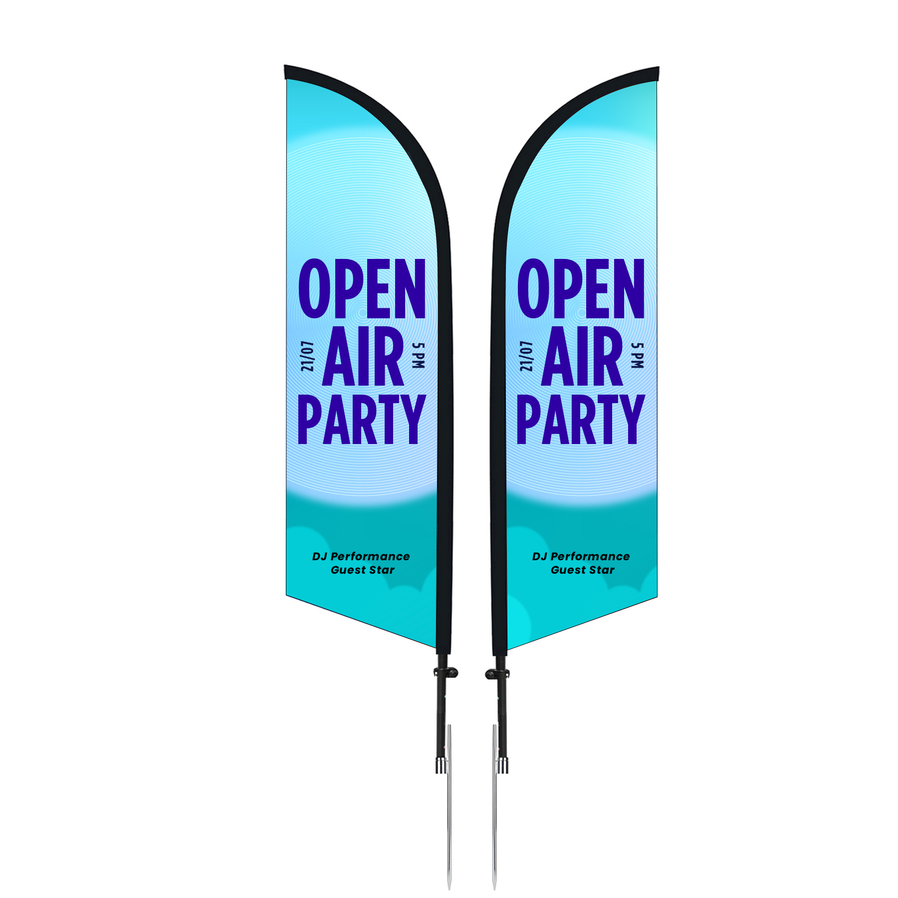 11' Double-Sided Custom Feather Flag with Ground Spike