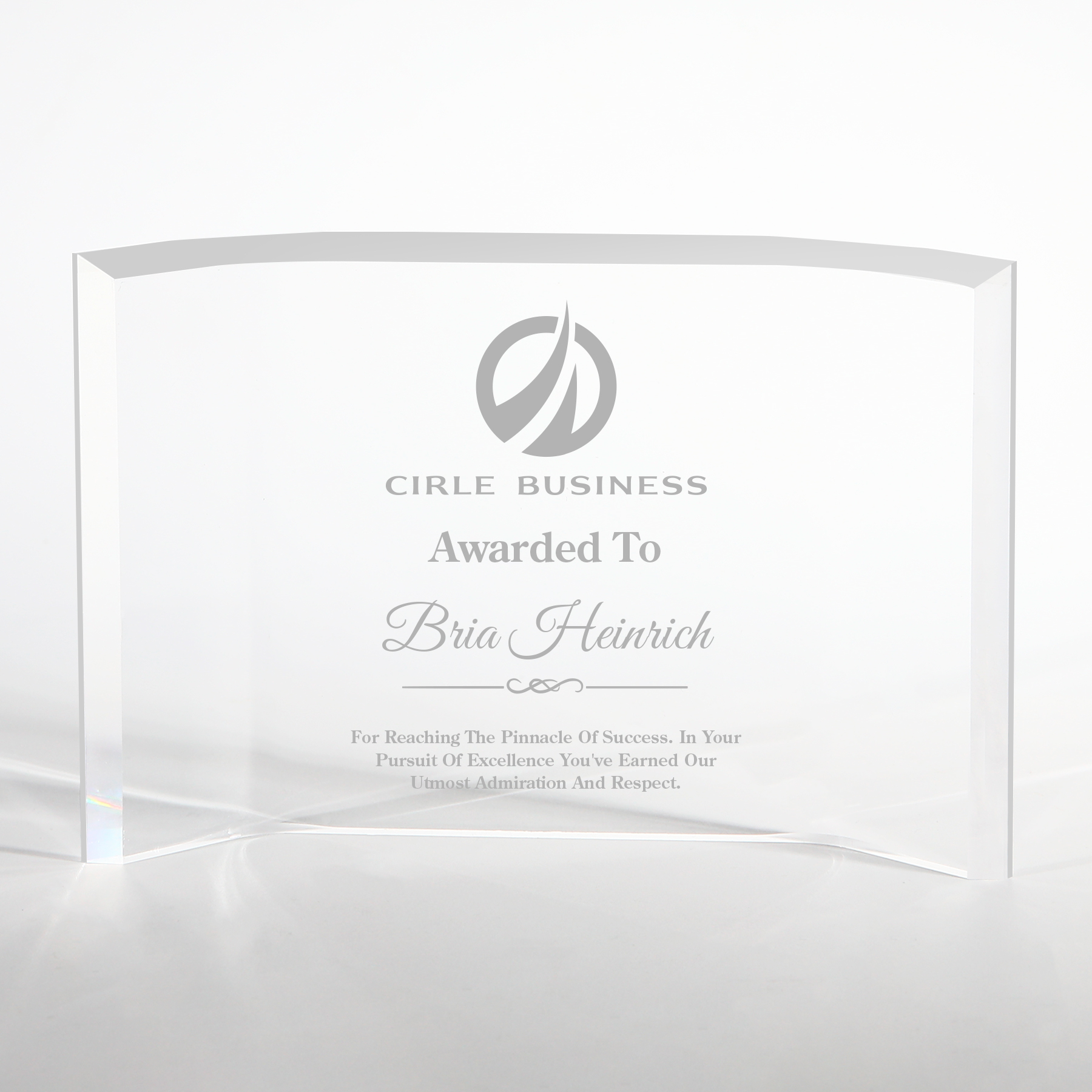Freestanding Curved Acrylic Award Frame: Personalized