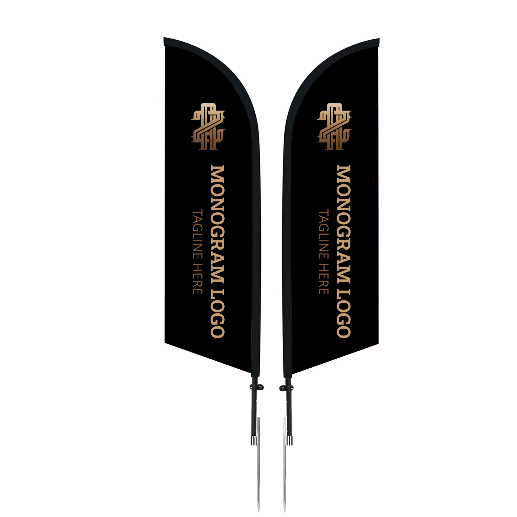 11' Double-Sided Custom Feather Flag with Ground Spike
