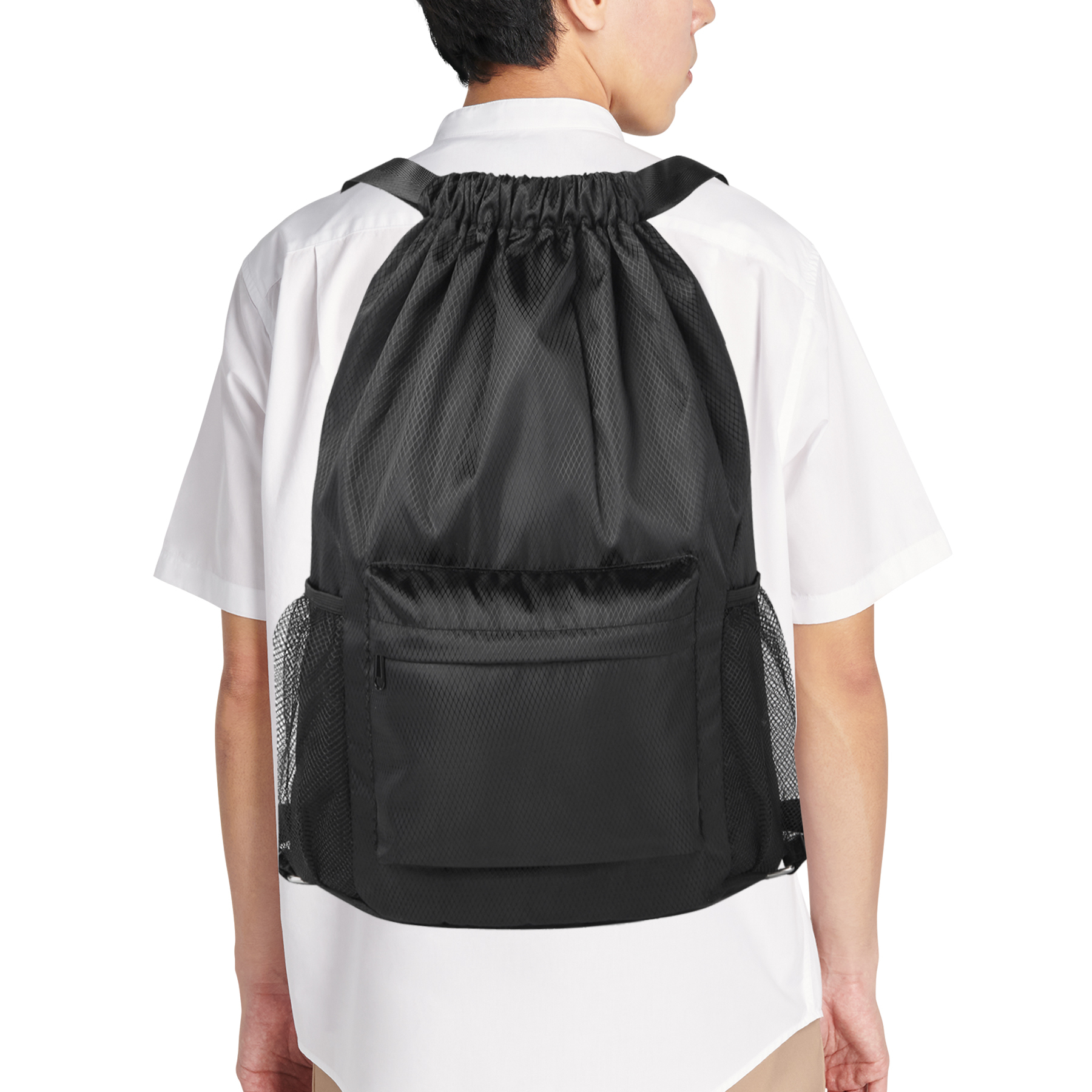 Waterproof Backpack with Drawstring and Mesh Pockets