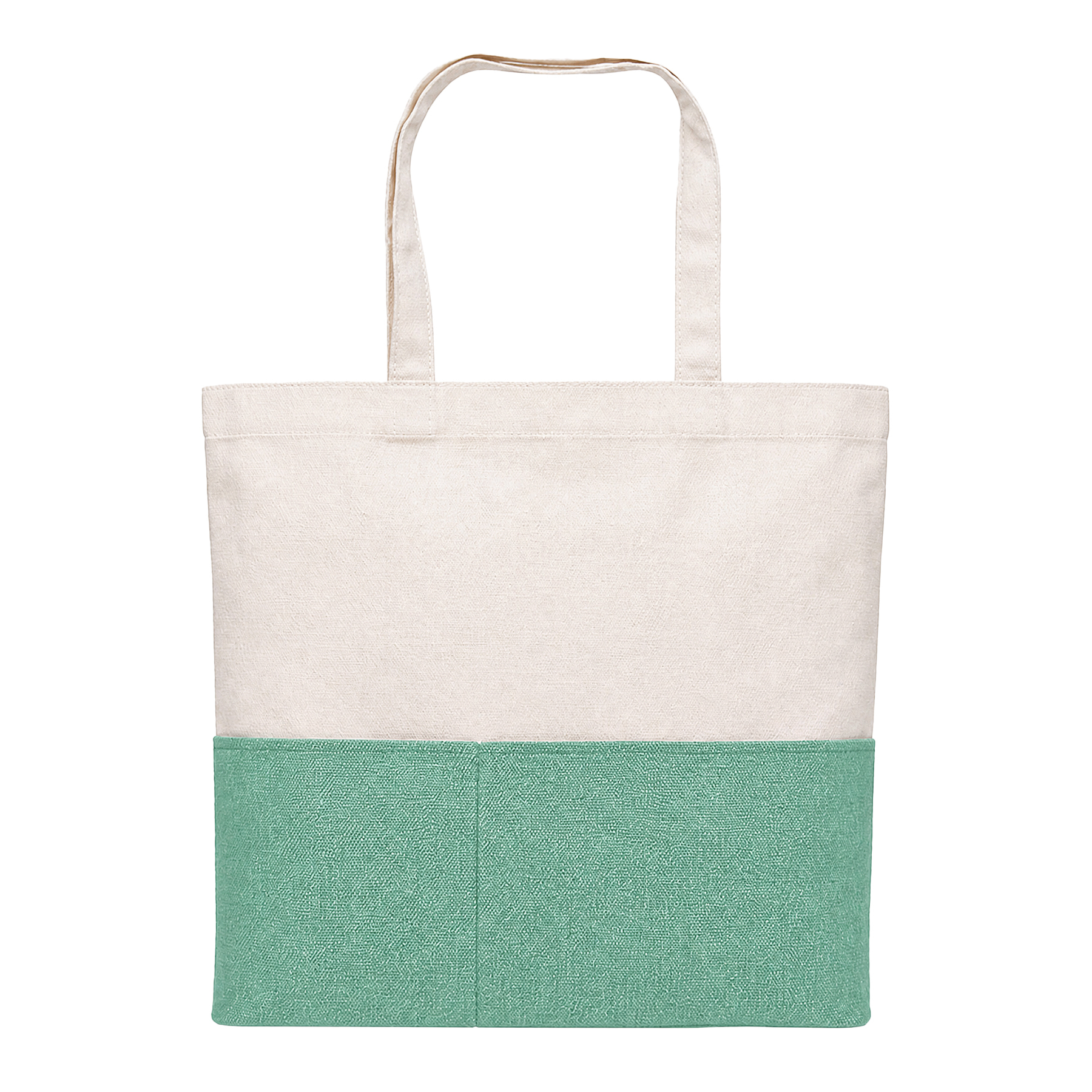 Dual-Fabric Tote with Pocket (Cotton/Burlap)
