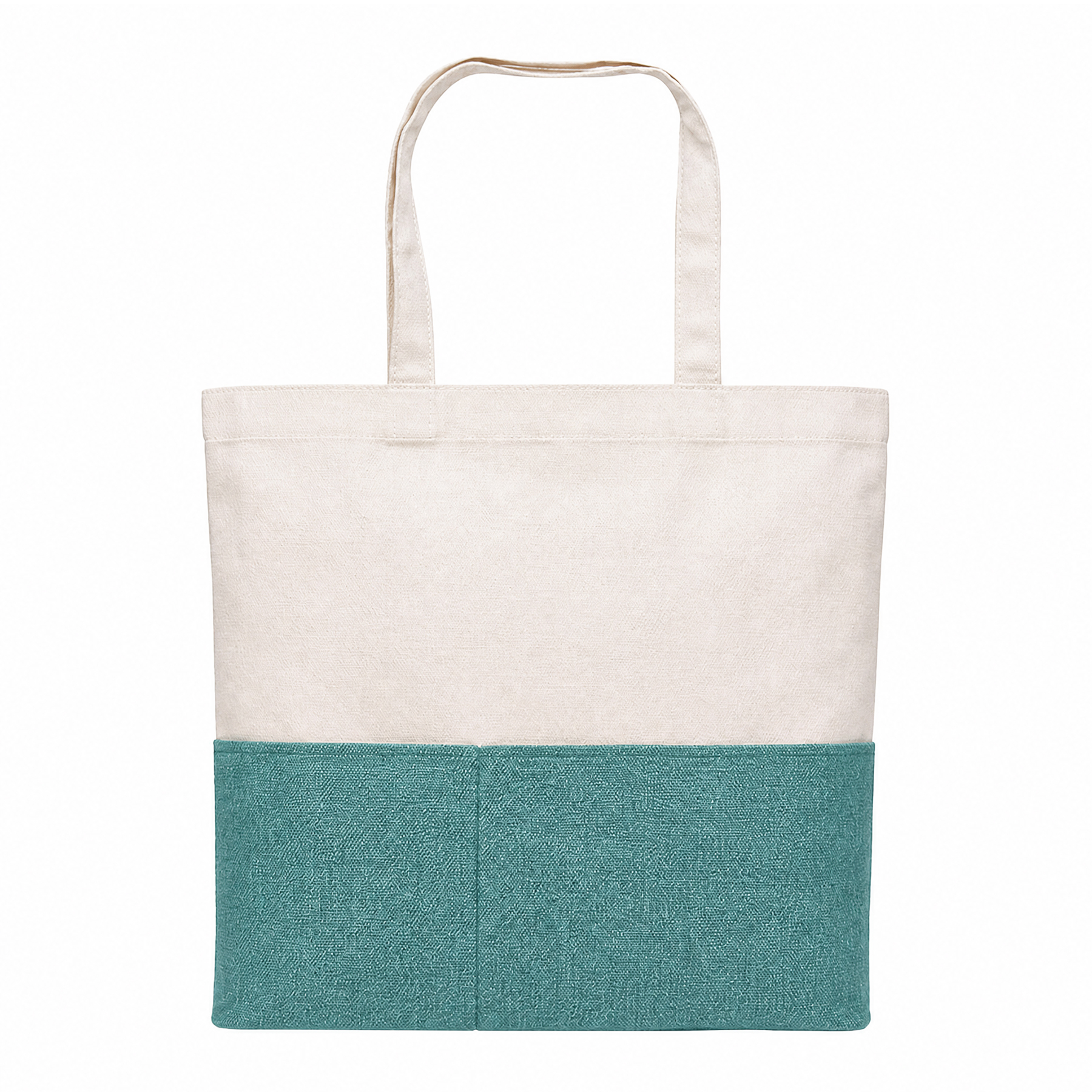 Dual-Fabric Tote with Pocket (Cotton/Burlap)
