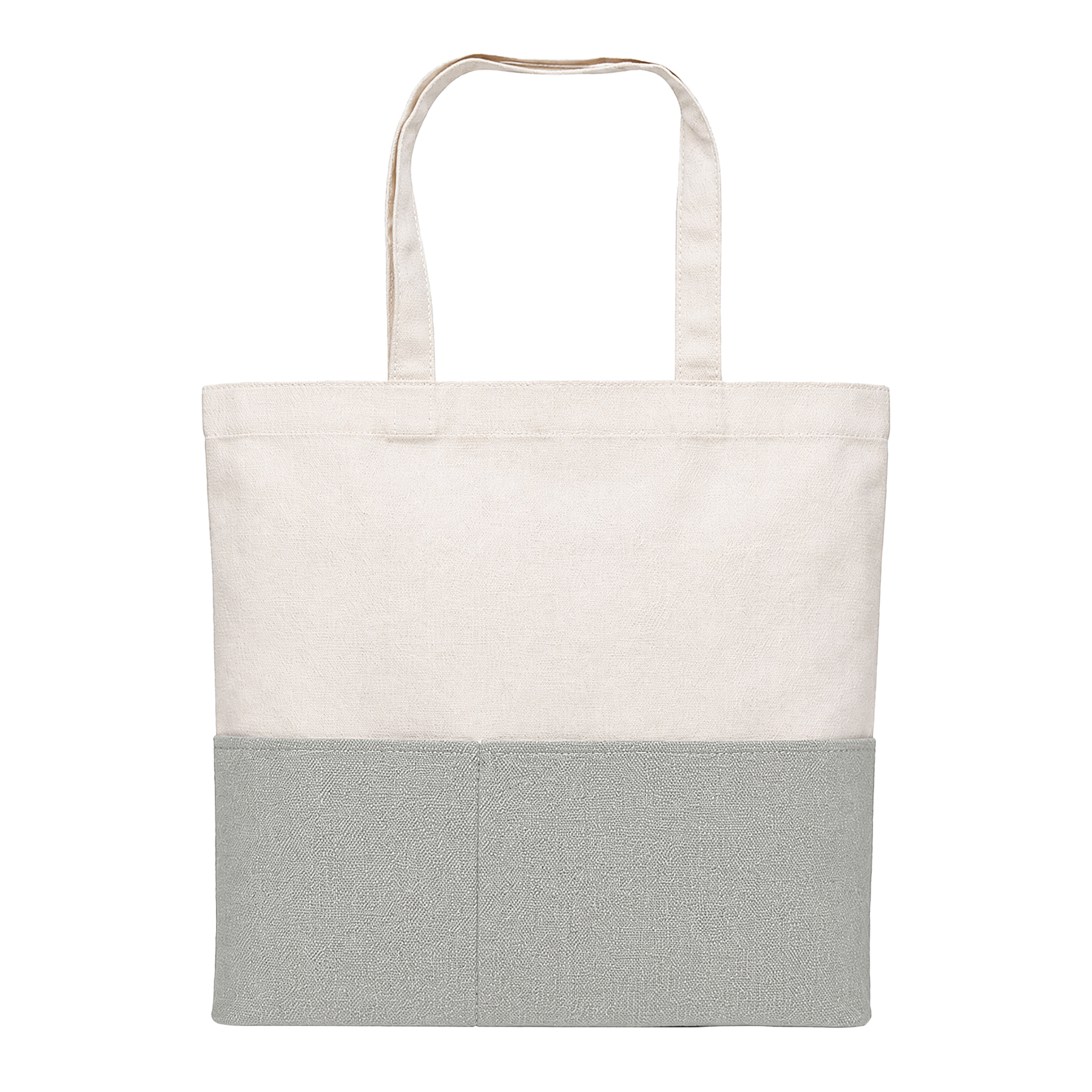 Dual-Fabric Tote with Pocket (Cotton/Burlap)