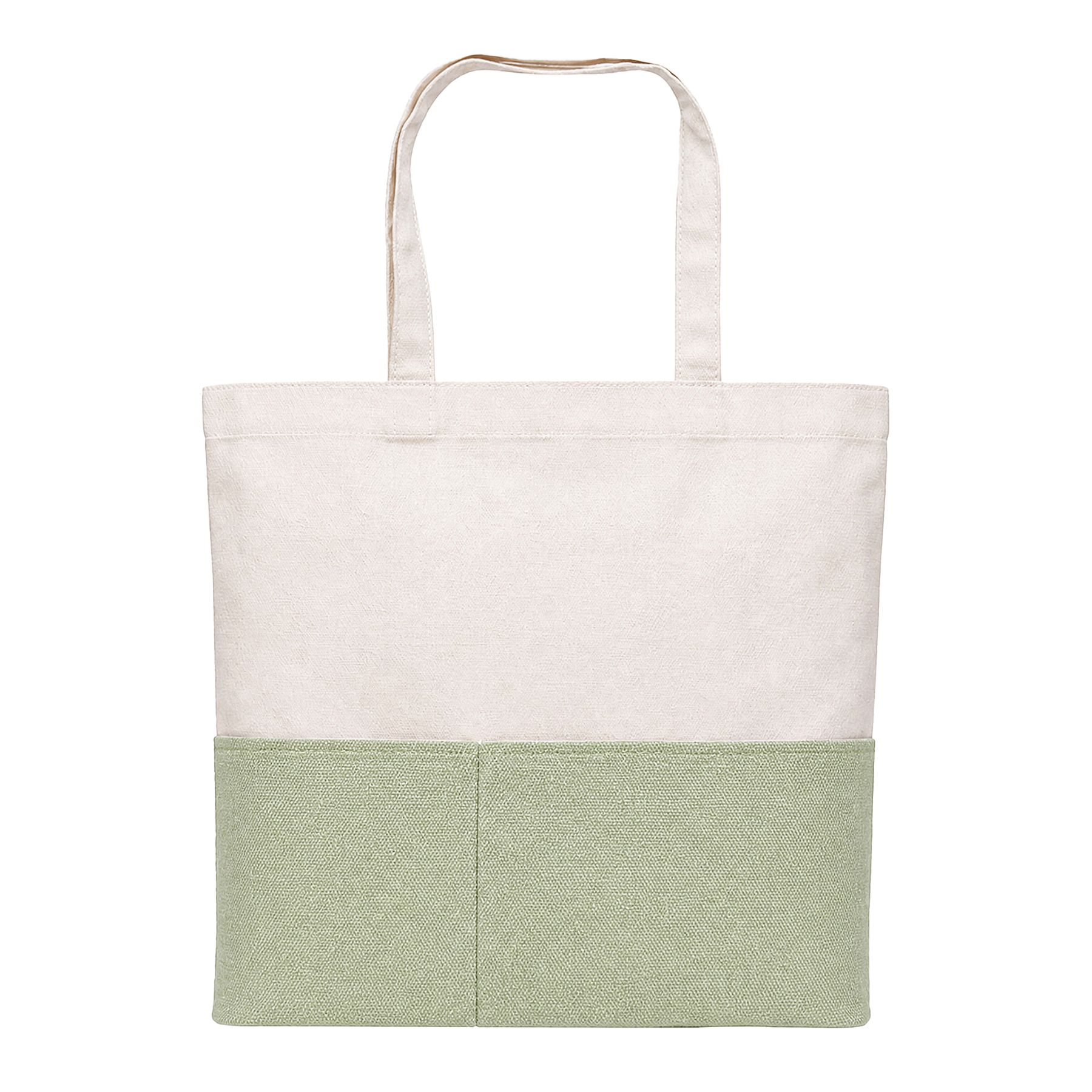 Dual-Fabric Tote with Pocket (Cotton/Burlap)