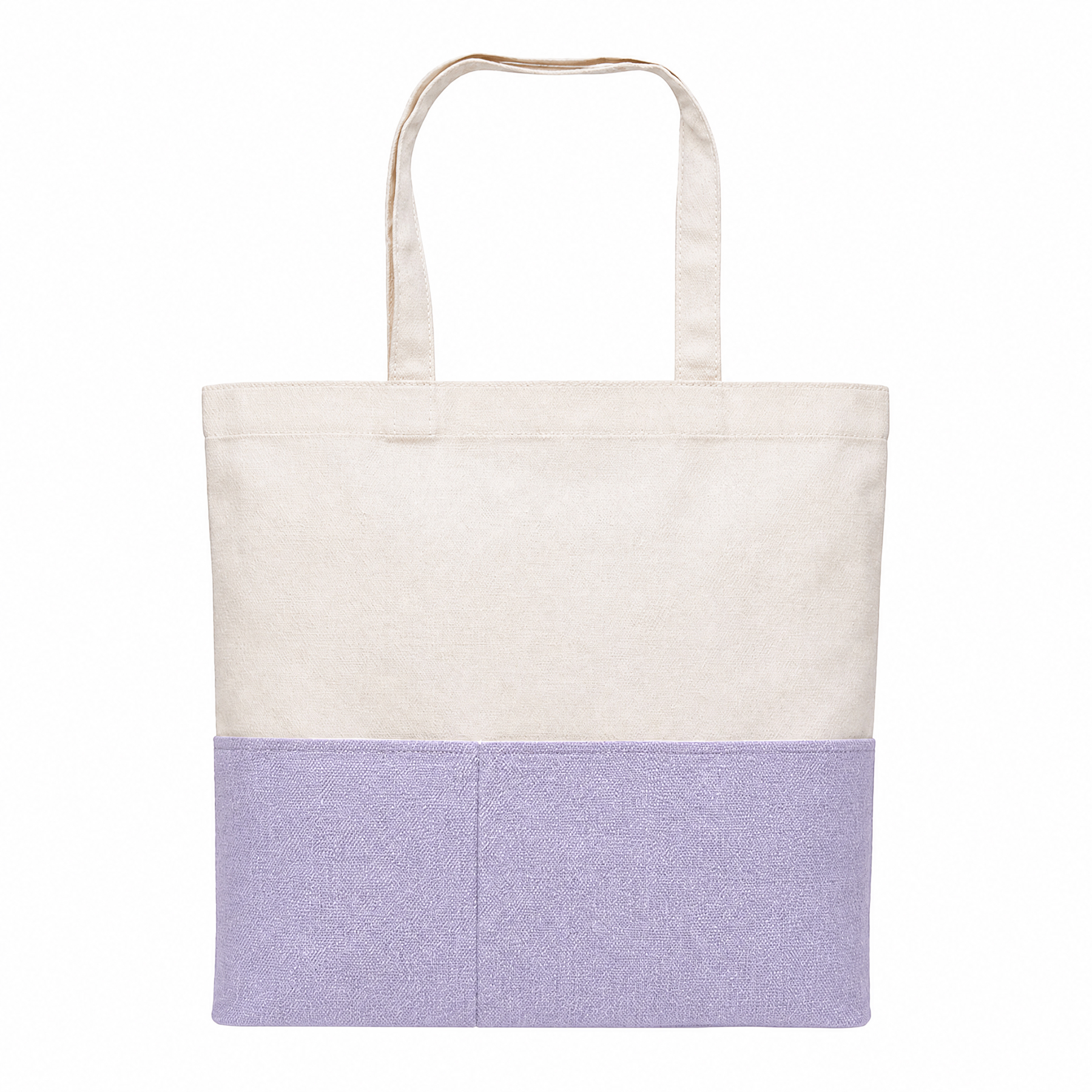 Dual-Fabric Tote with Pocket (Cotton/Burlap)
