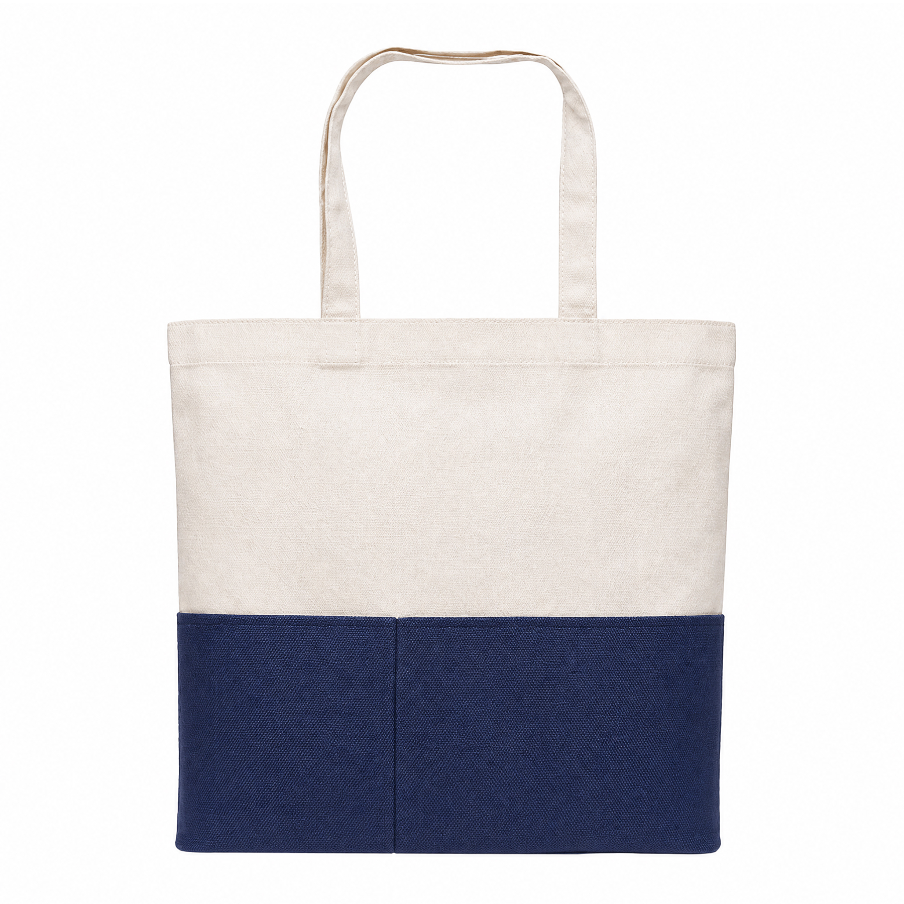 Dual-Fabric Tote with Pocket (Cotton/Burlap)