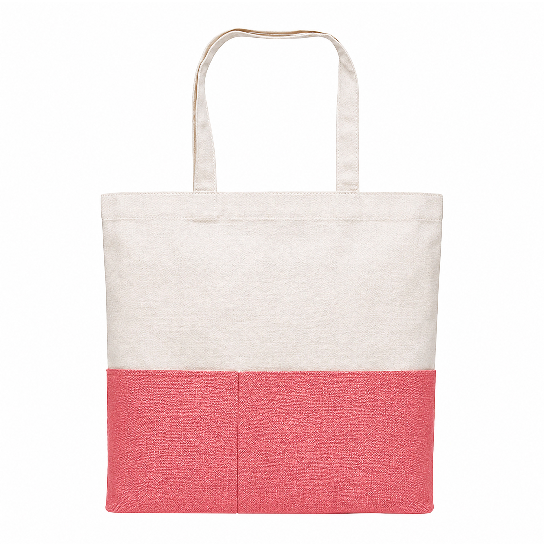 Dual-Fabric Tote with Pocket (Cotton/Burlap)