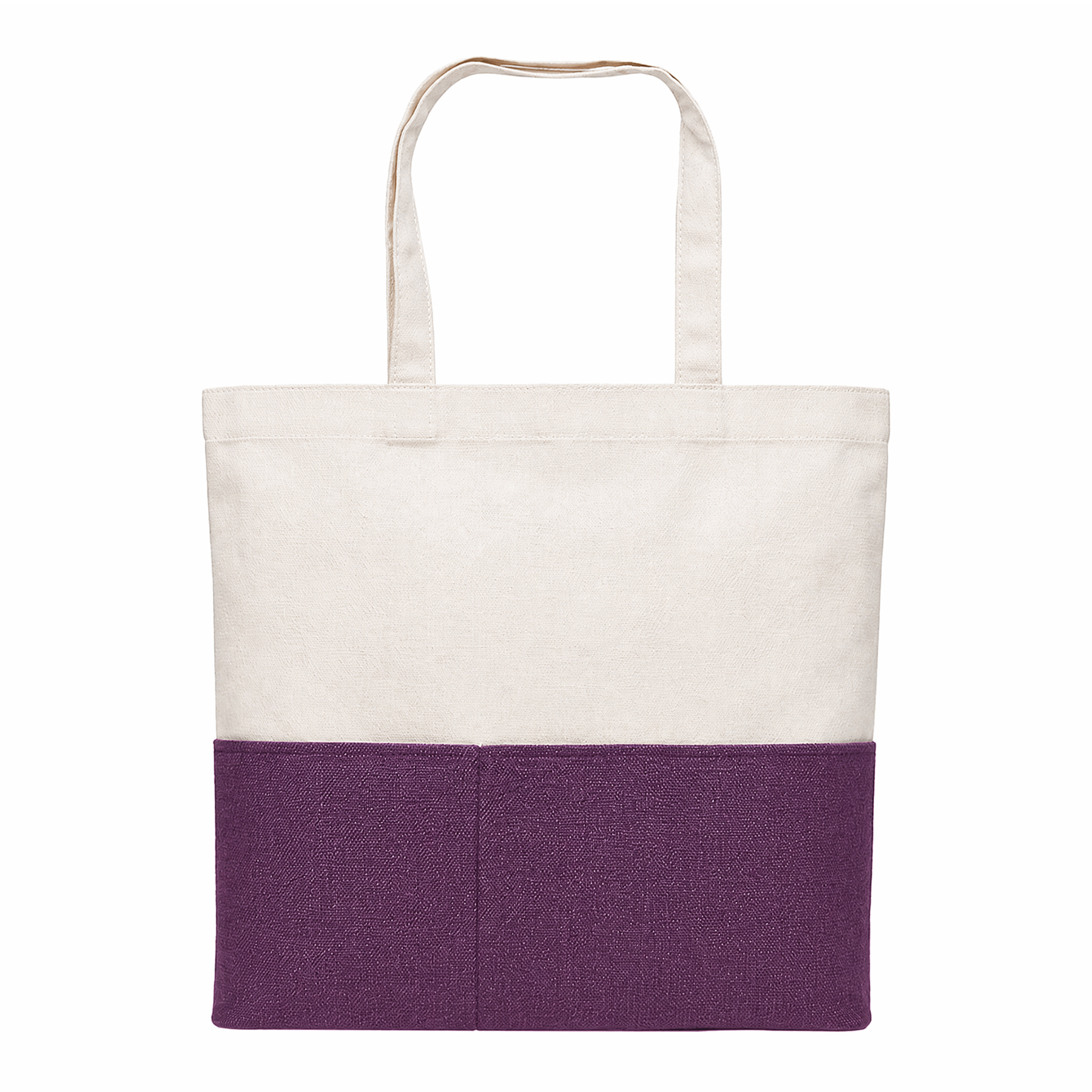 Dual-Fabric Tote with Pocket (Cotton/Burlap)