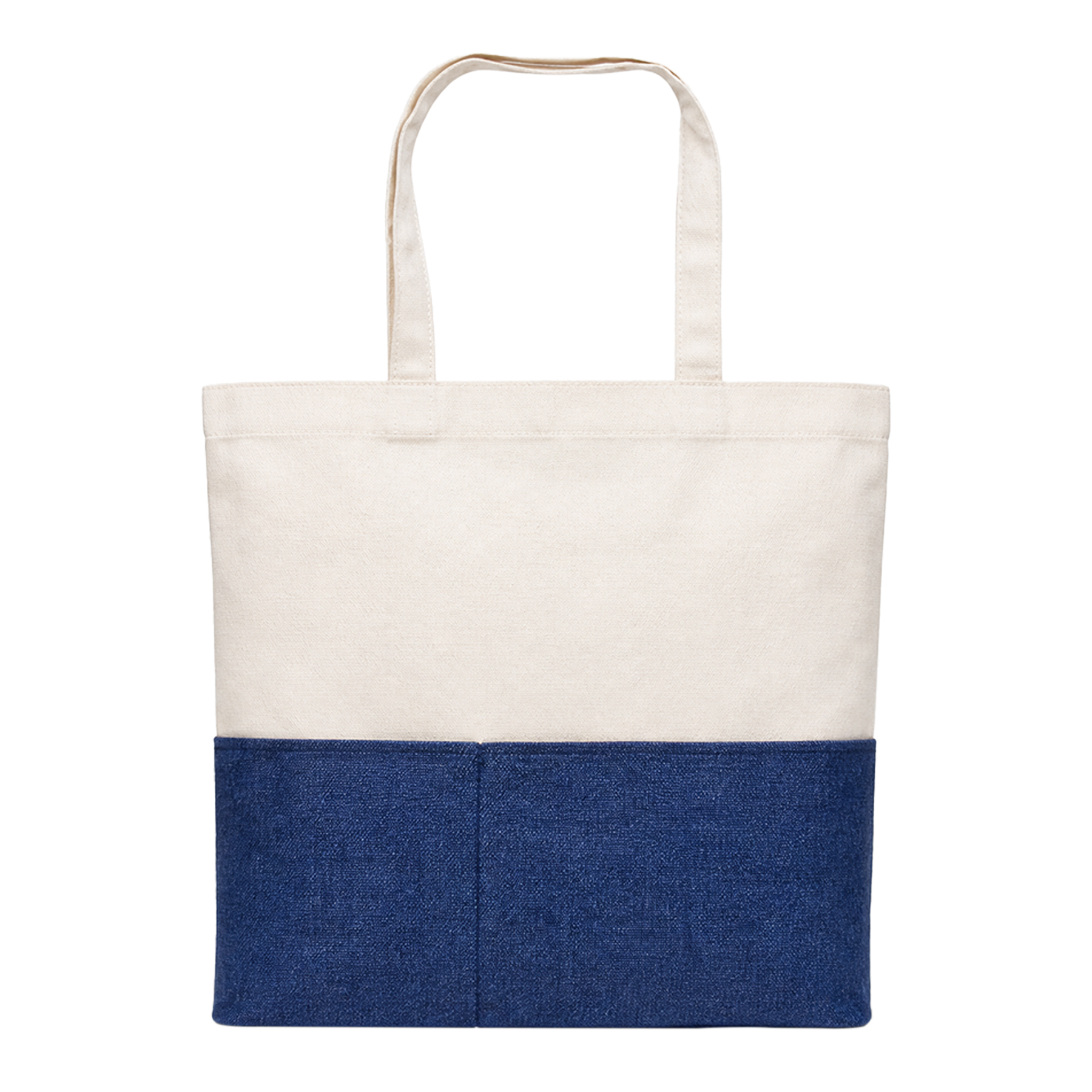 Dual-Fabric Tote with Pocket (Cotton/Burlap)