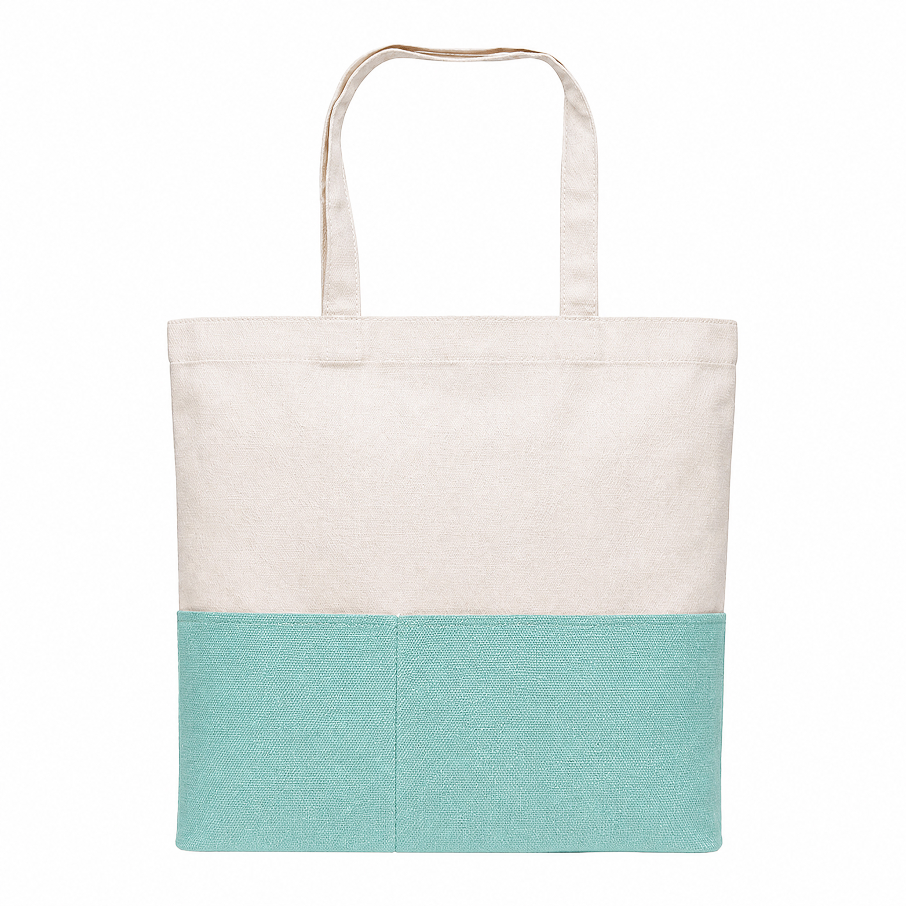 Dual-Fabric Tote with Pocket (Cotton/Burlap)