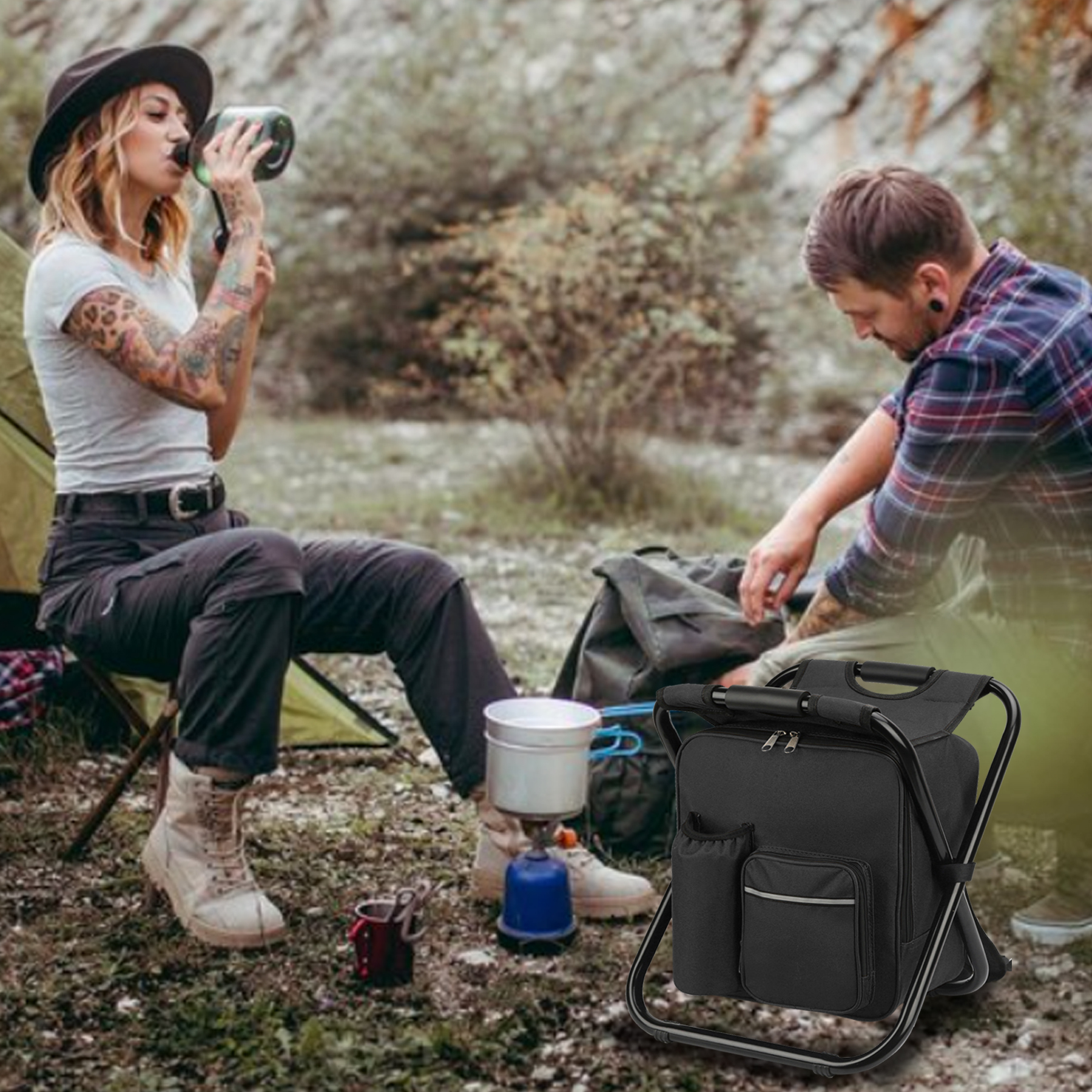 Tri-Function Foldable Cooler Backpack Chair