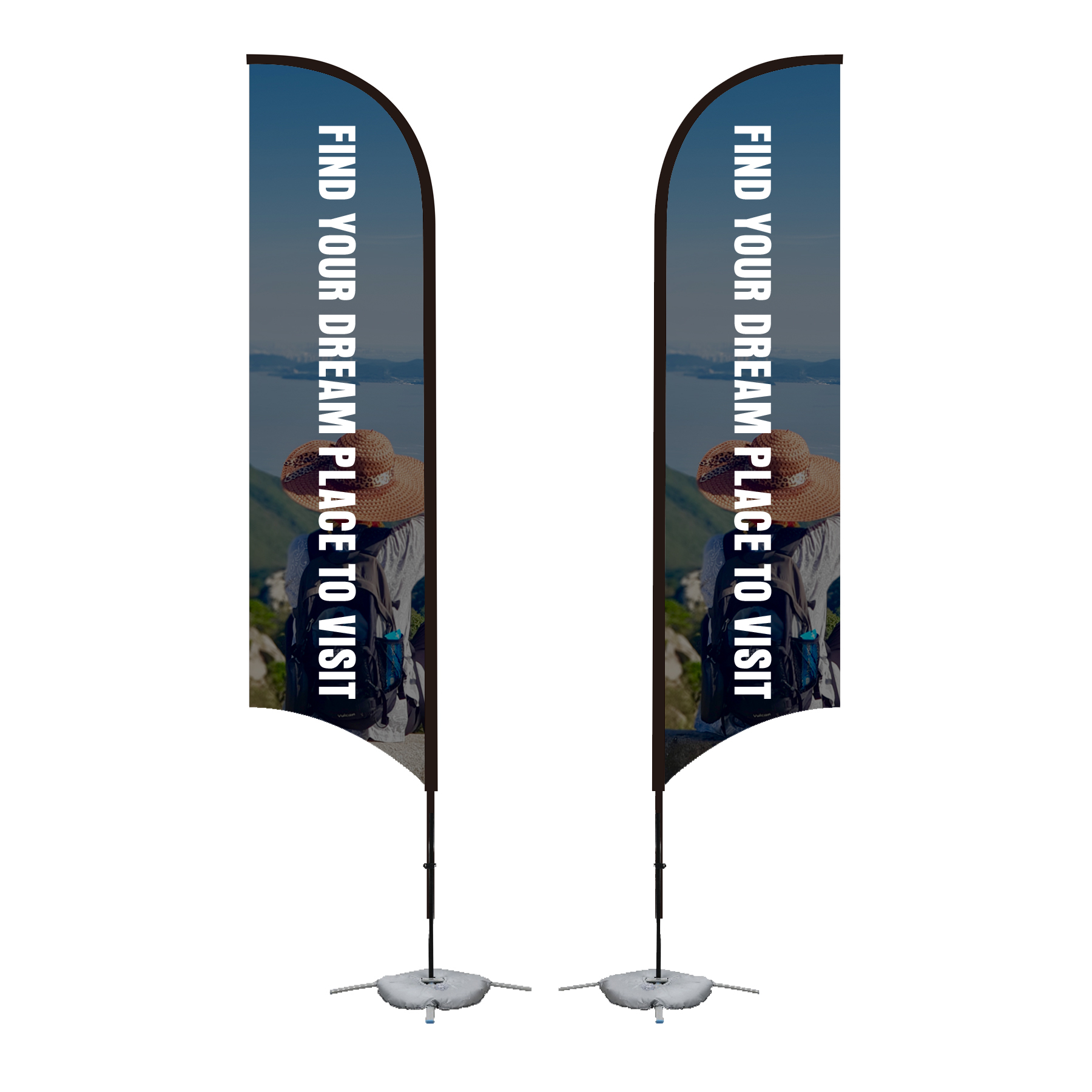 11' Feather Flag Kit-Double Sided W/ Cross Base