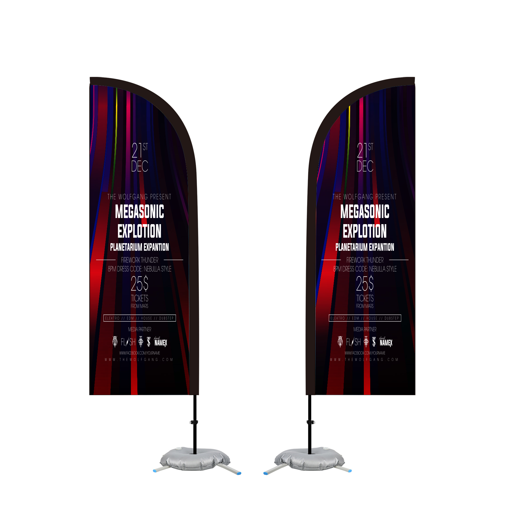 9' Double - Sided Feather Flag Kit with Cross Base & Water Bag