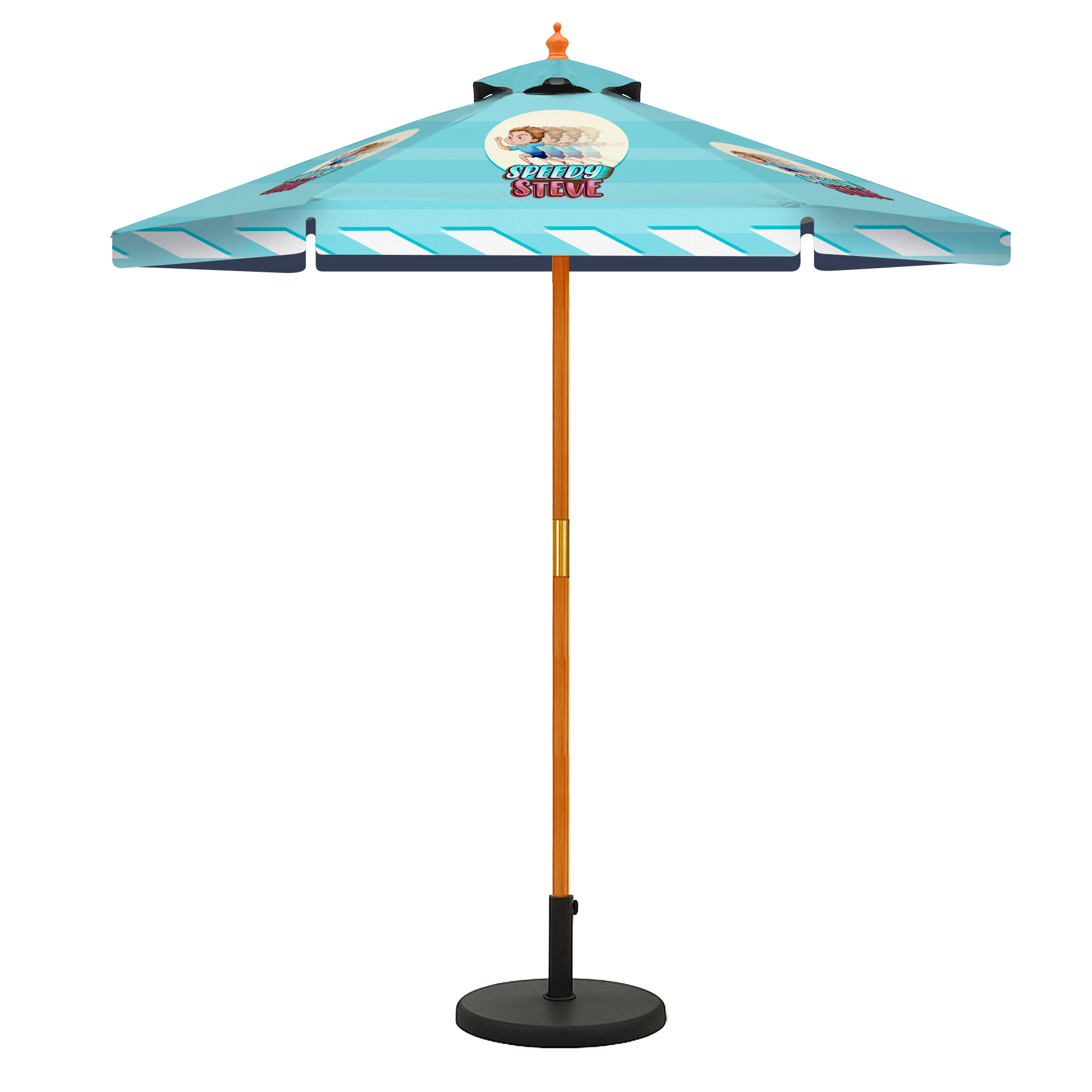 7' Full Color Wooden Frame Market Umbrella