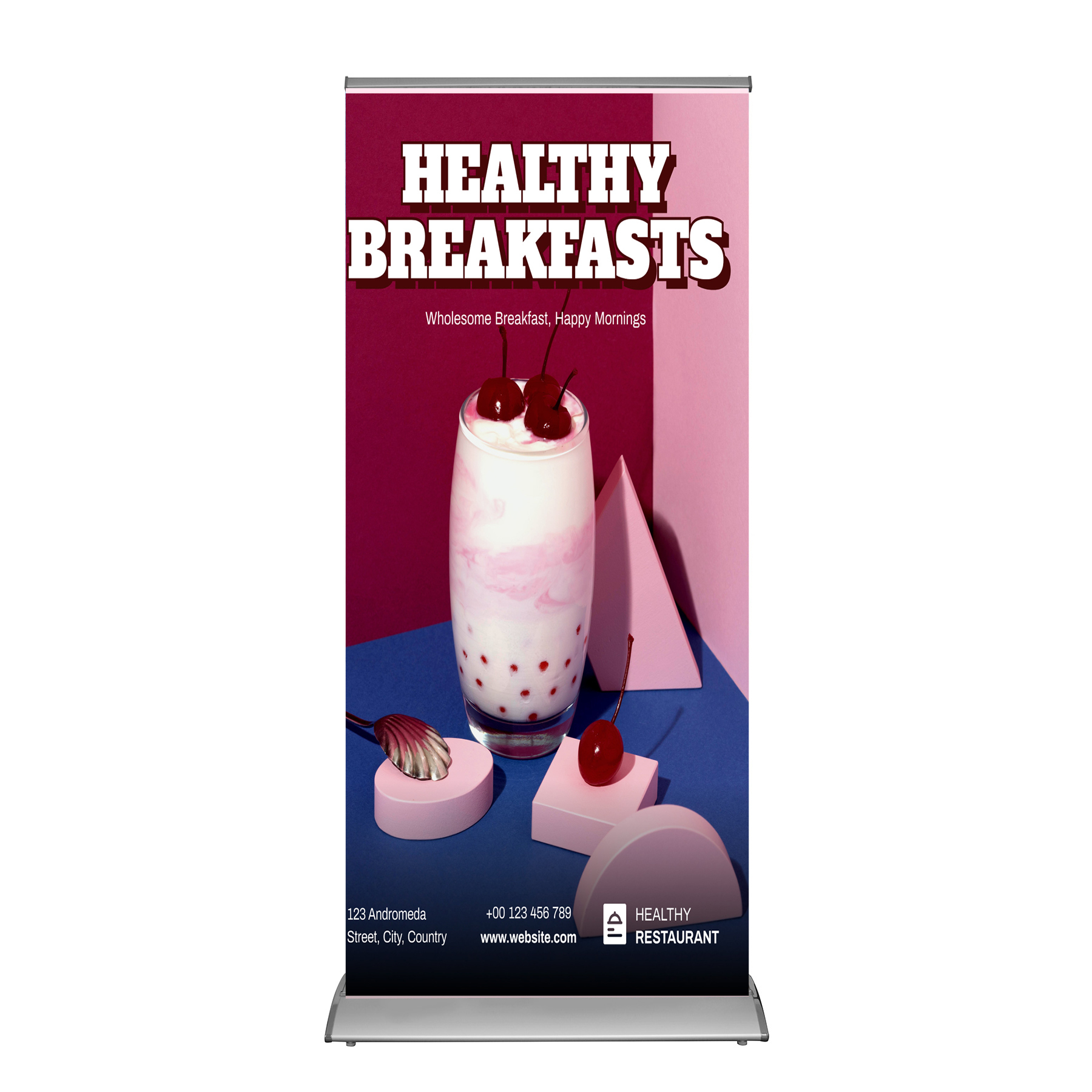 Premium Retractable Aluminum Banner Stand - 31.5" x 79" Graphic Display