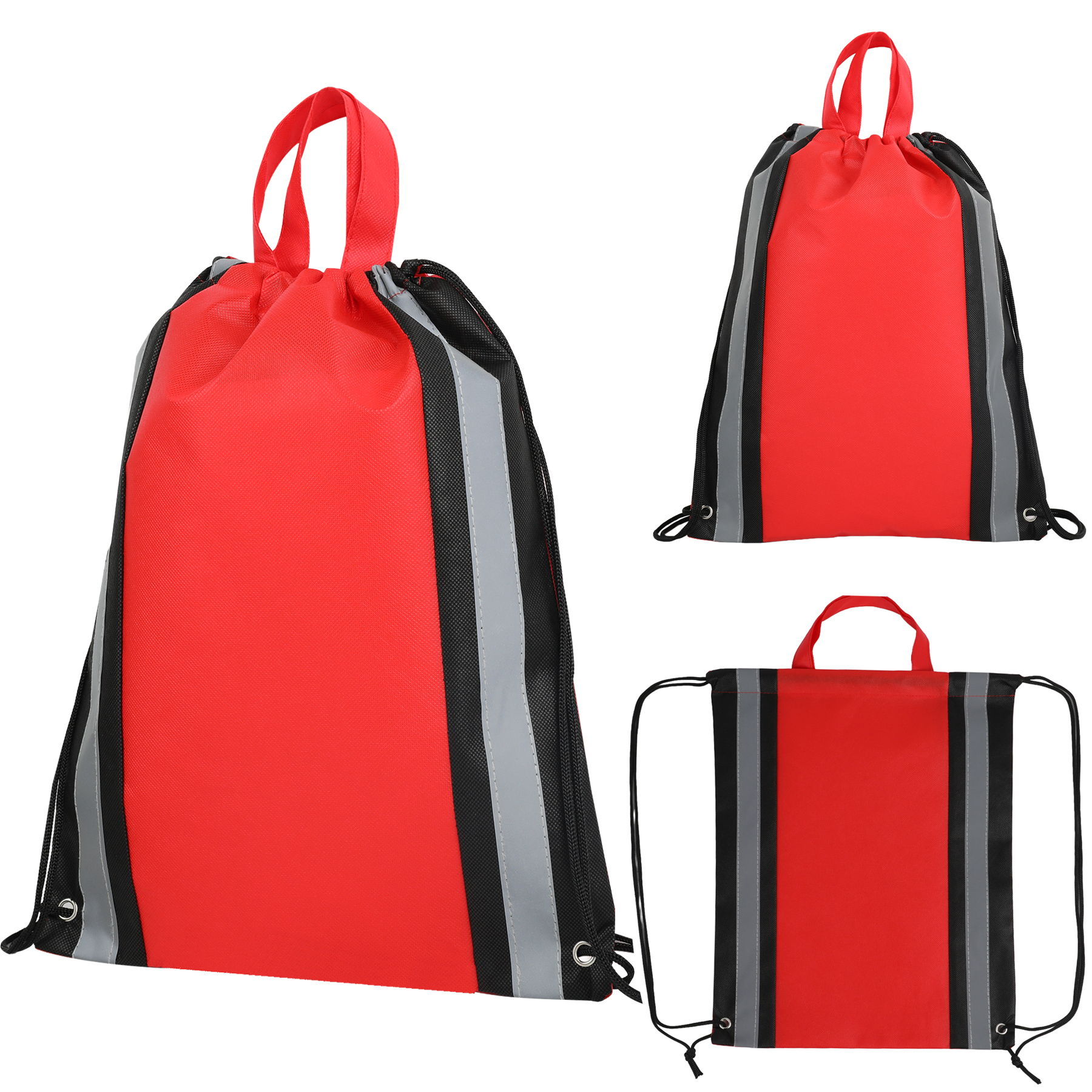 Reflective Strip Non-Woven Drawstring Bag