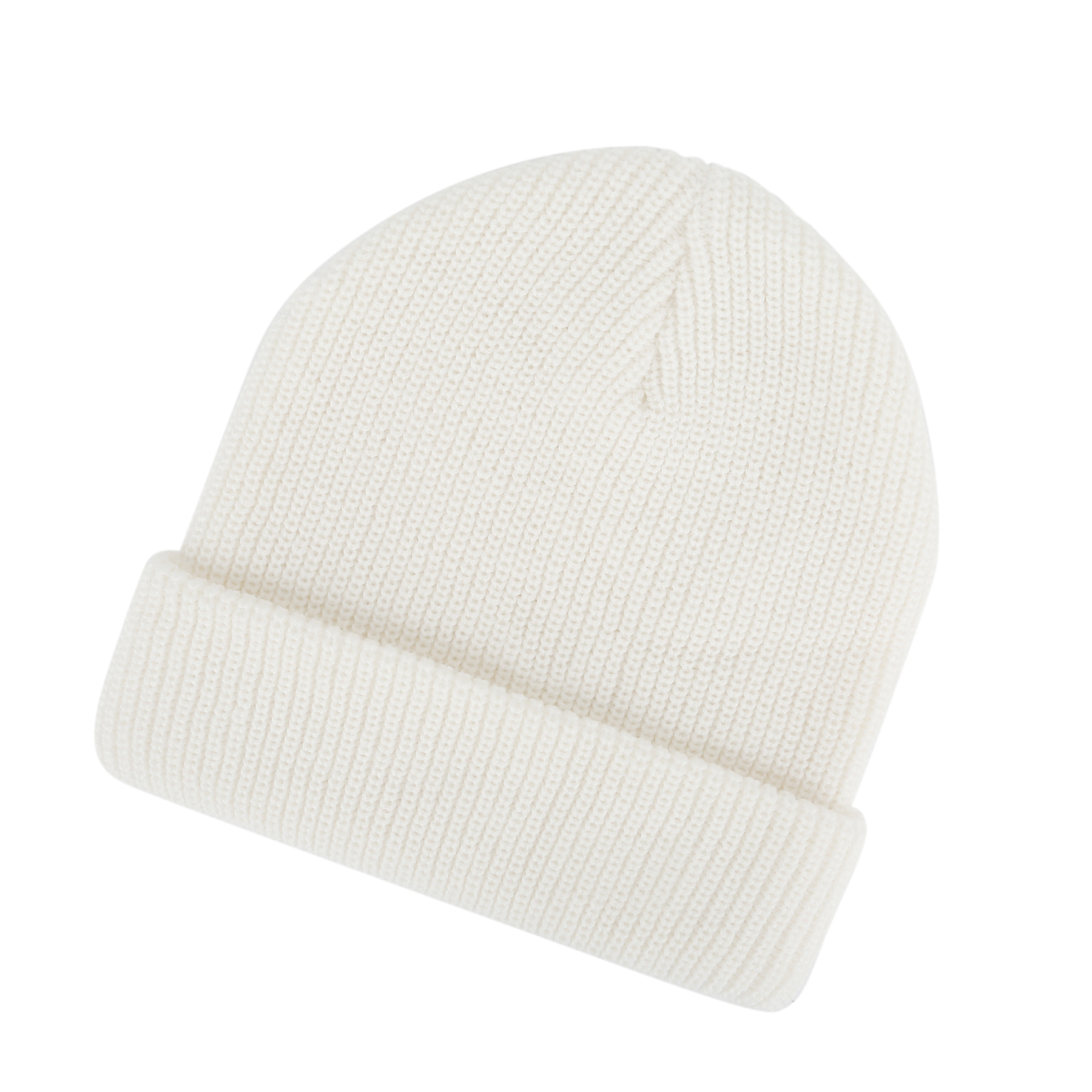 Knit Winter Hat with Leather-Look Brand Patch