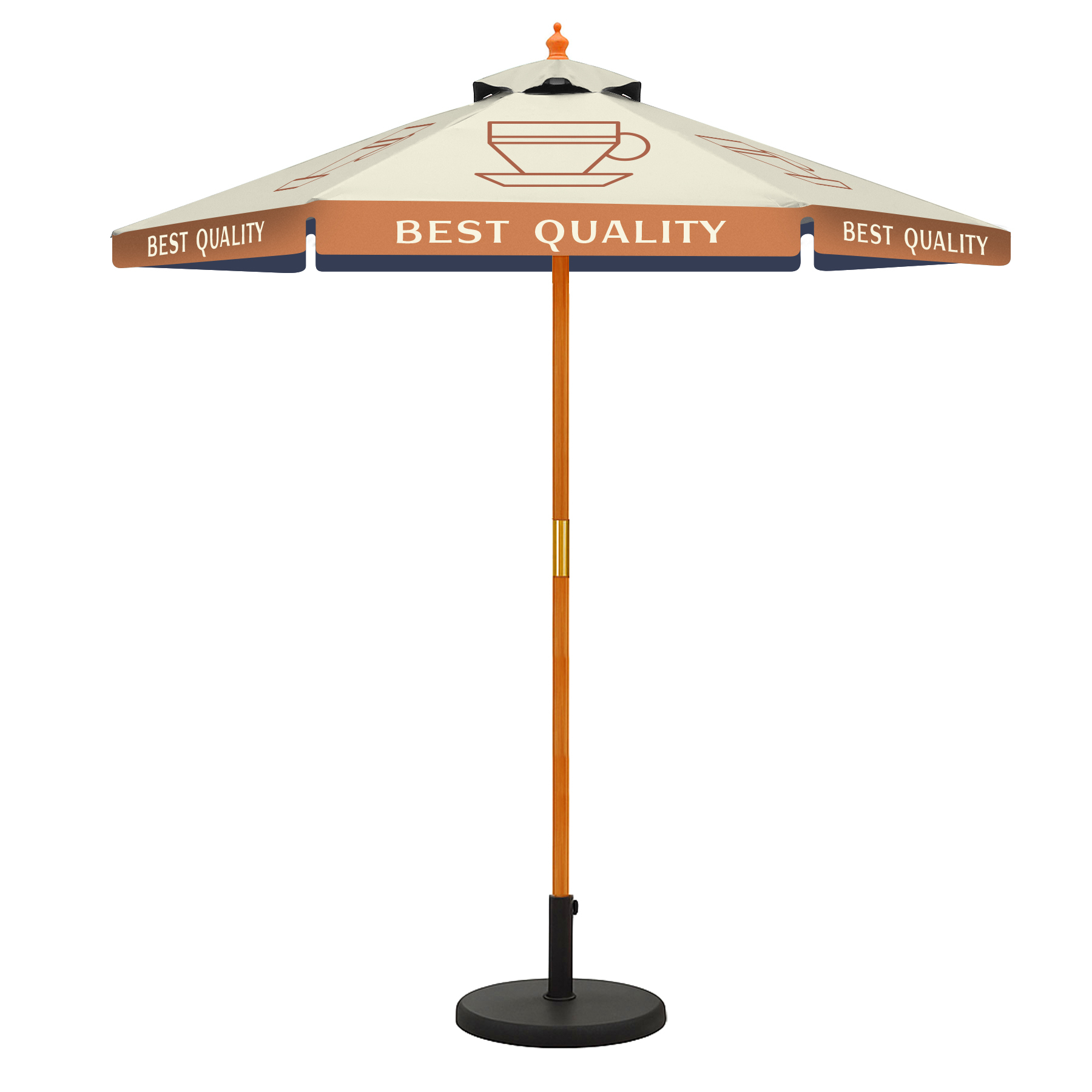 7' Full Color Wooden Frame Market Umbrella